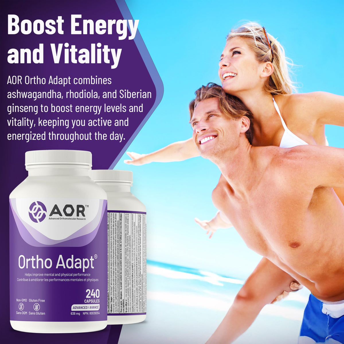 AOR Ortho Adapt Capsules, Adaptogen, Ashwagandha, Rhodiola, 120 Day Supply