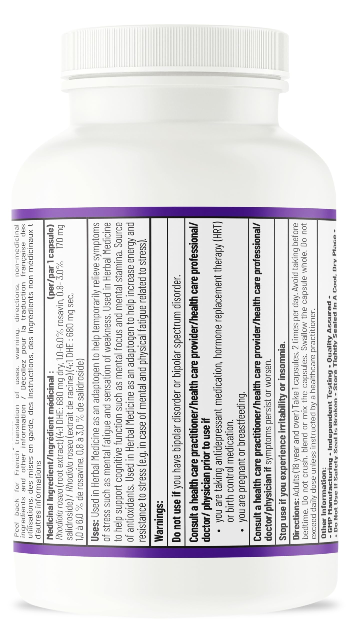 AOR Rhodiola Rosea 170mg - Soutien cognitif pour une concentration et une résilience améliorées, Rosavin et Salidroside, Favorise la clarté mentale et la vitalité physique, Végane, Sans OGM et Sans Gluten