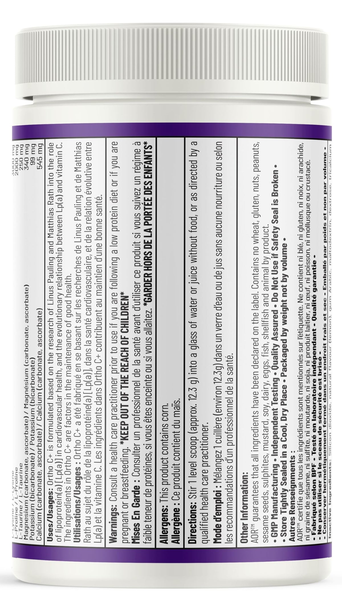 AOR Ortho C+ Powder, 3g Vitamin C, Electrolyte Powder, 240g, Lemon Flavour
