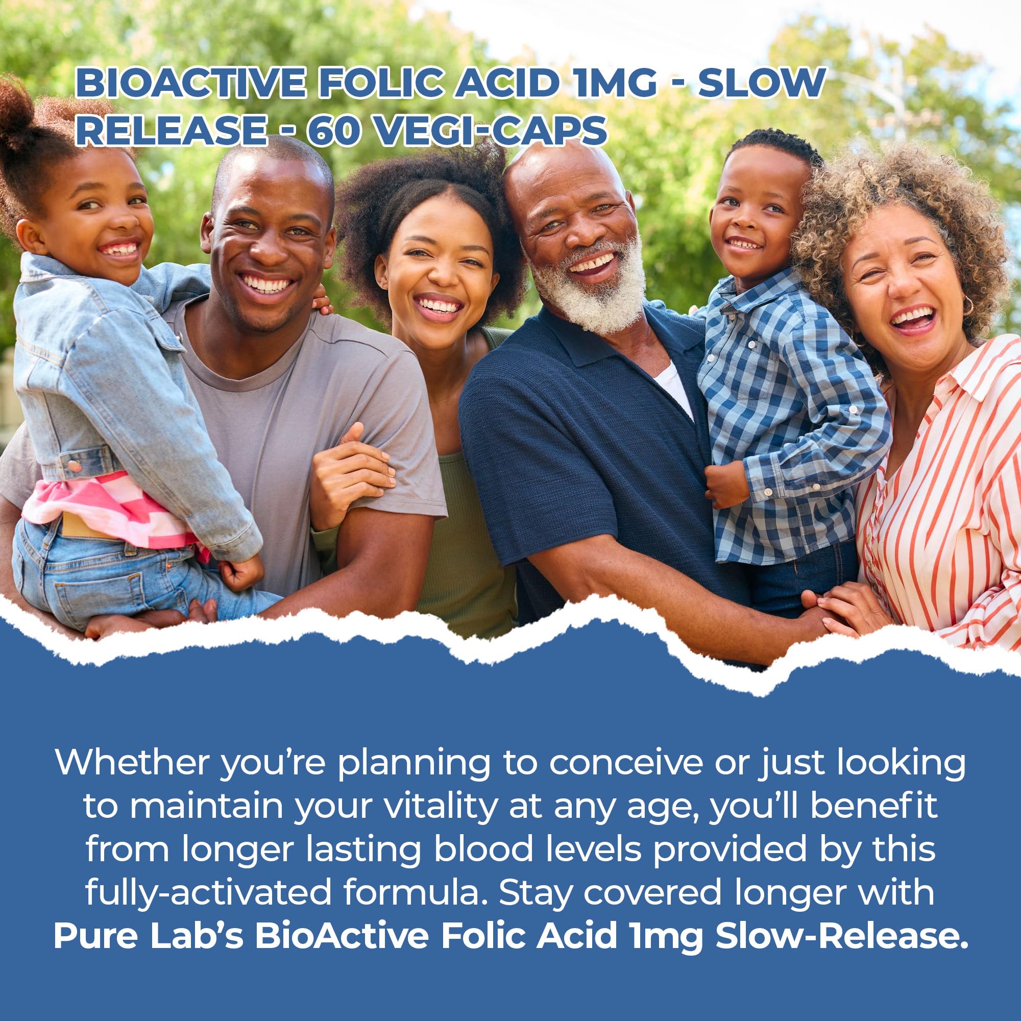 Pure Lab Vitamins BioActive Folic Acid (L-5-methyltetrahydrofolate) 50 mg - Slow Release - 60 Vegi-Caps
