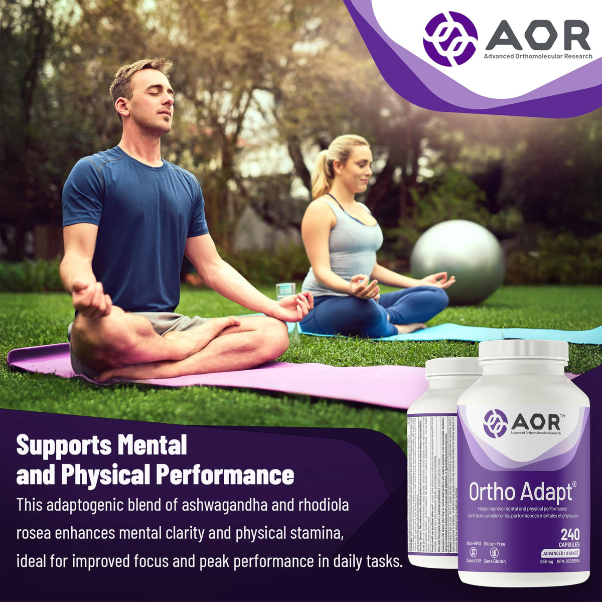 AOR Ortho Adapt Capsules, Adaptogen, Ashwagandha, Rhodiola, 120 Day Supply