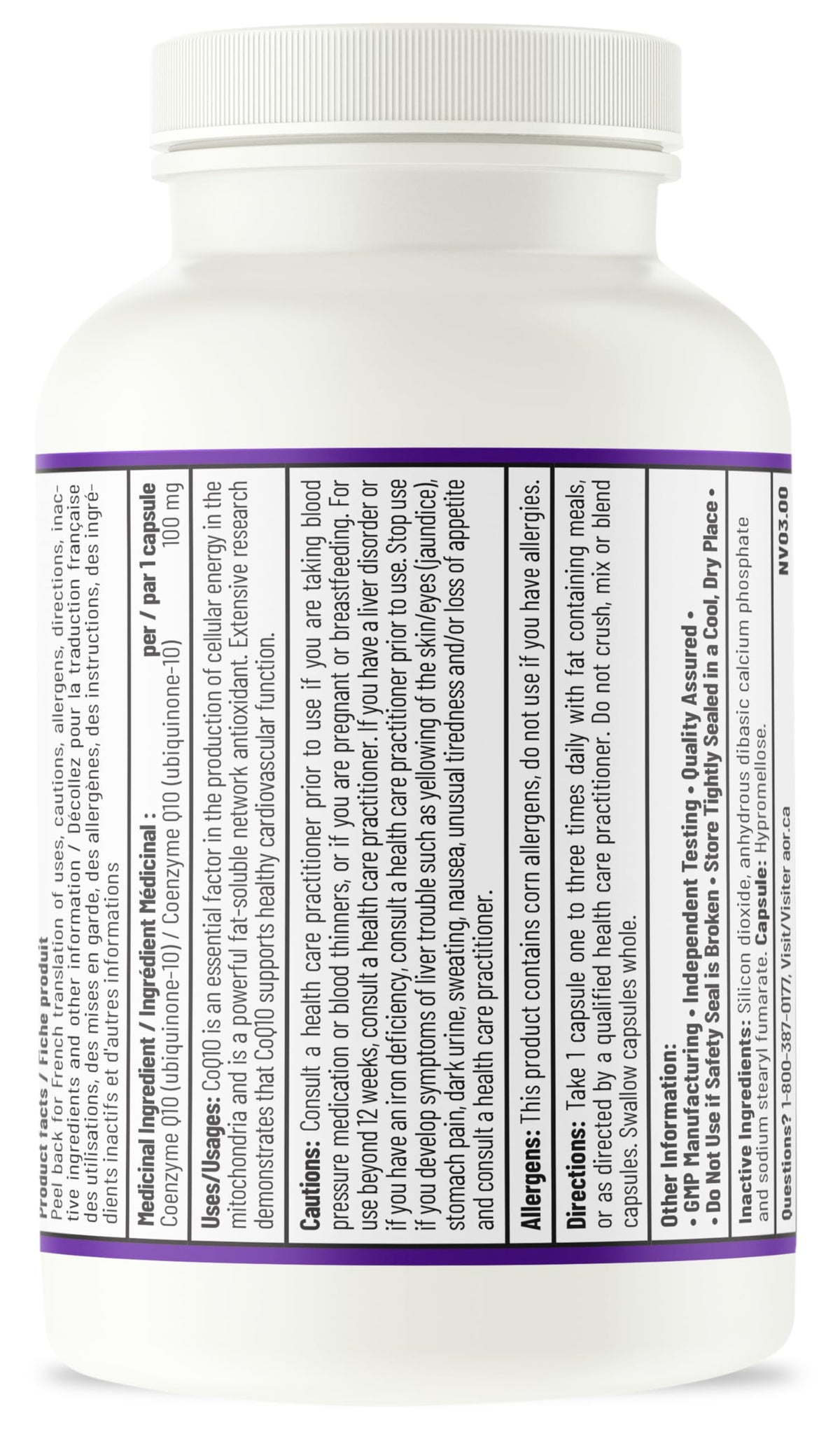 AOR CoQ10 Supplement, Coenzyme Q10, 100 mg, 60 Capsules