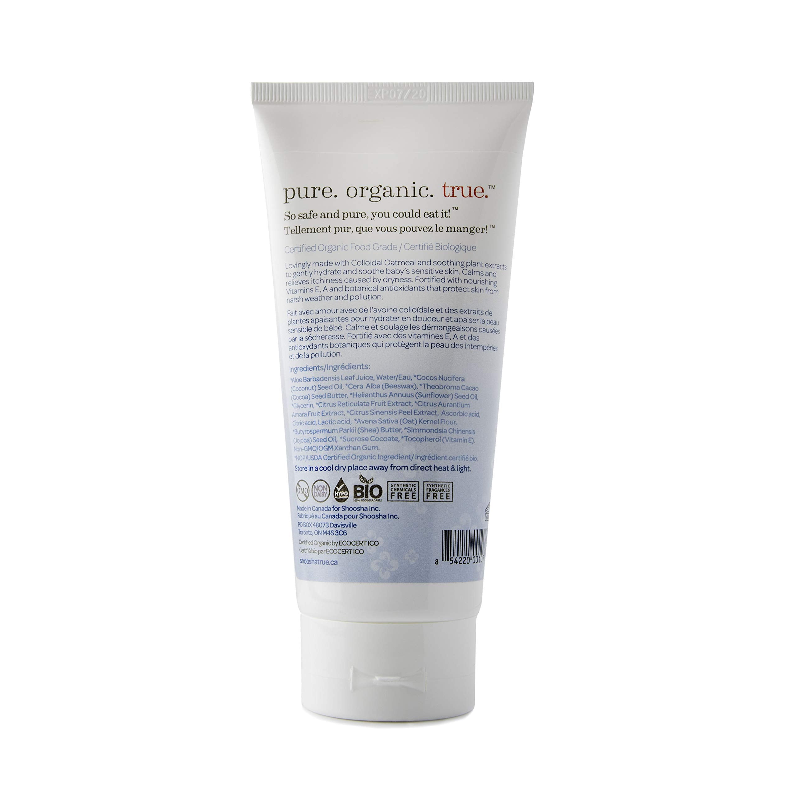 Shoosha Sensitive Skin Organic Face & Body Lotion Fragrance Free 6 Fl Oz