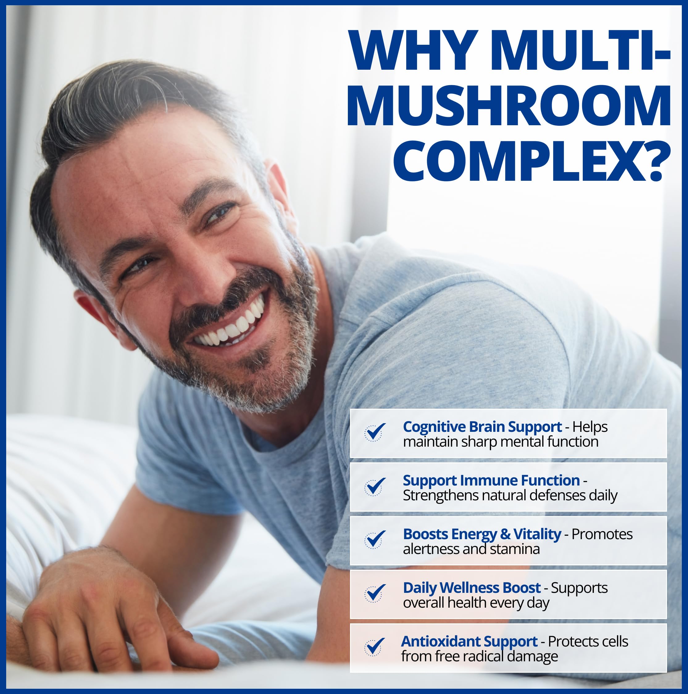 CanPrev Multi-Mushroom Full Spectrum Supplement, 60 Vegan Capsules, 60-Day Supply, Includes Organic Chaga, Cordyceps, Lion's Mane, Maitake, Reishi, Shiitake & Turkey Tail for Daily Wellness Support