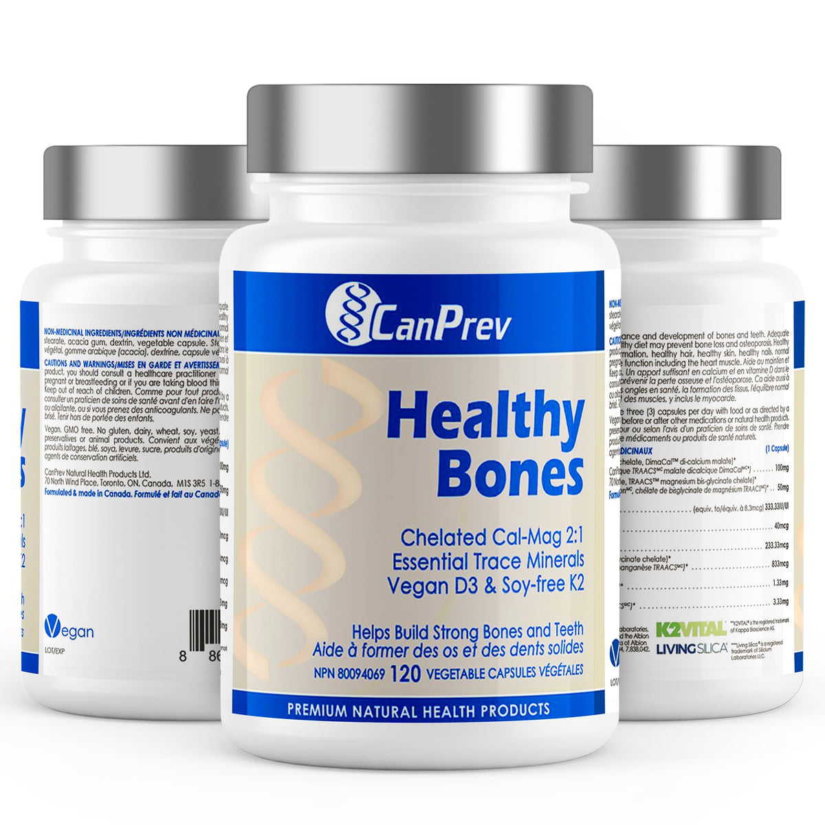 CanPrev Healthy Bones Capsules, Calcium Magnesium Vitamin D3, 120 V Caps