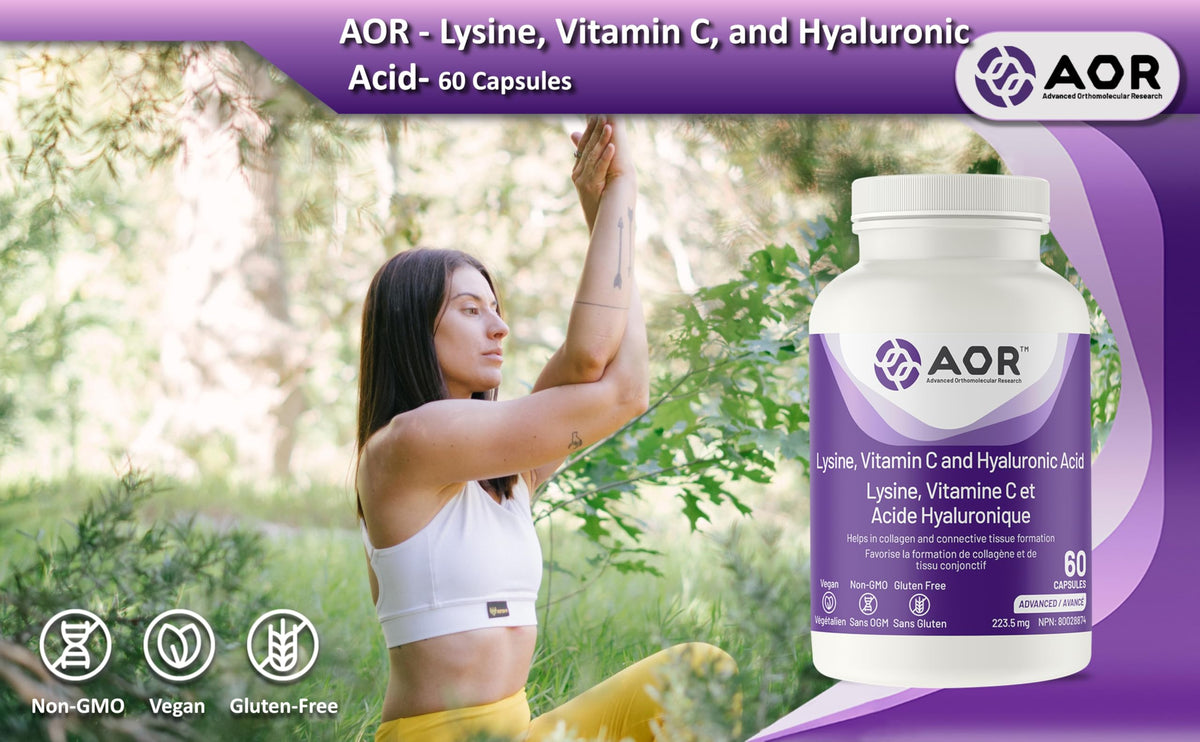 AOR Lysine, Hyaluronic Acid & Vitamin C, Collagen Supplement, 60 Capsules
