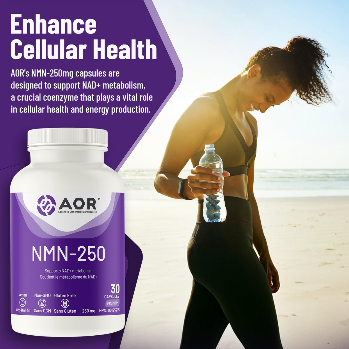 AOR NMN NAD, NMN Capsules, 250mg, Supports NAD+ Metabolism, 30 Day Supply
