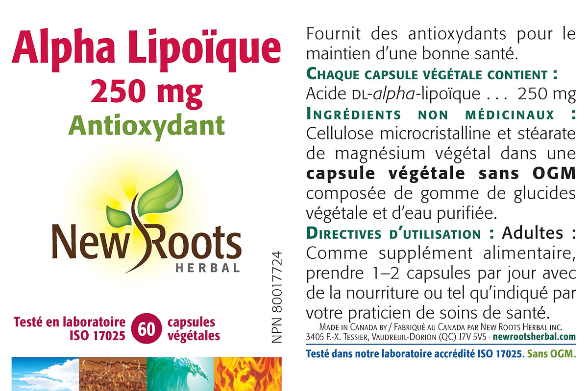New Roots Herbal Alpha Lipoic Acid Supplement, 250 mg, 60 Day Supply