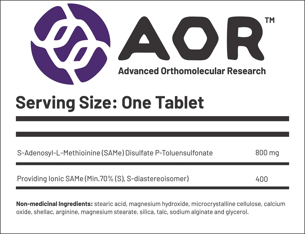 AOR SAMe 400mg Tabs, Helps Relieve Osteoarthritic Pain, Joint Pain, 60 Tabs