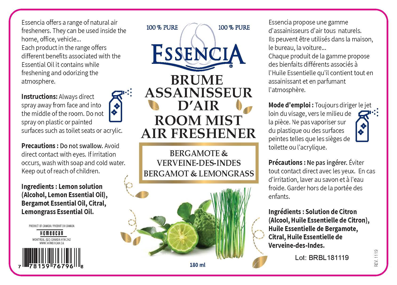 Essential Oil Room Mist Air Freshener