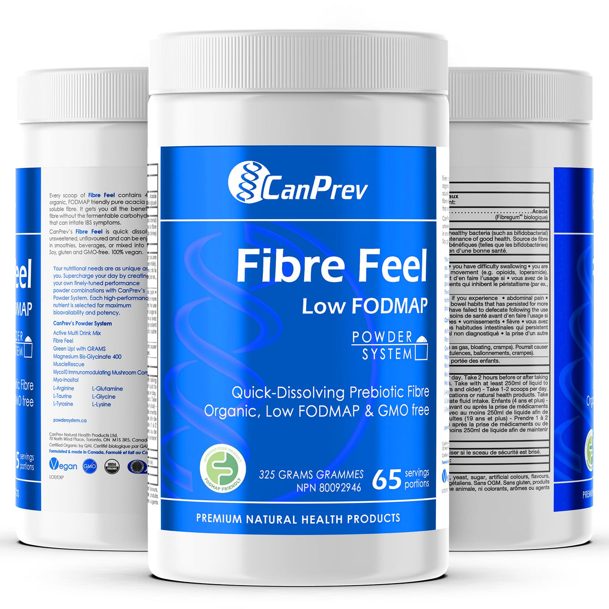 CanPrev Organic Fibre Feel Powder, 5g Acacia Fibre, Quick-Dissolving, 325g