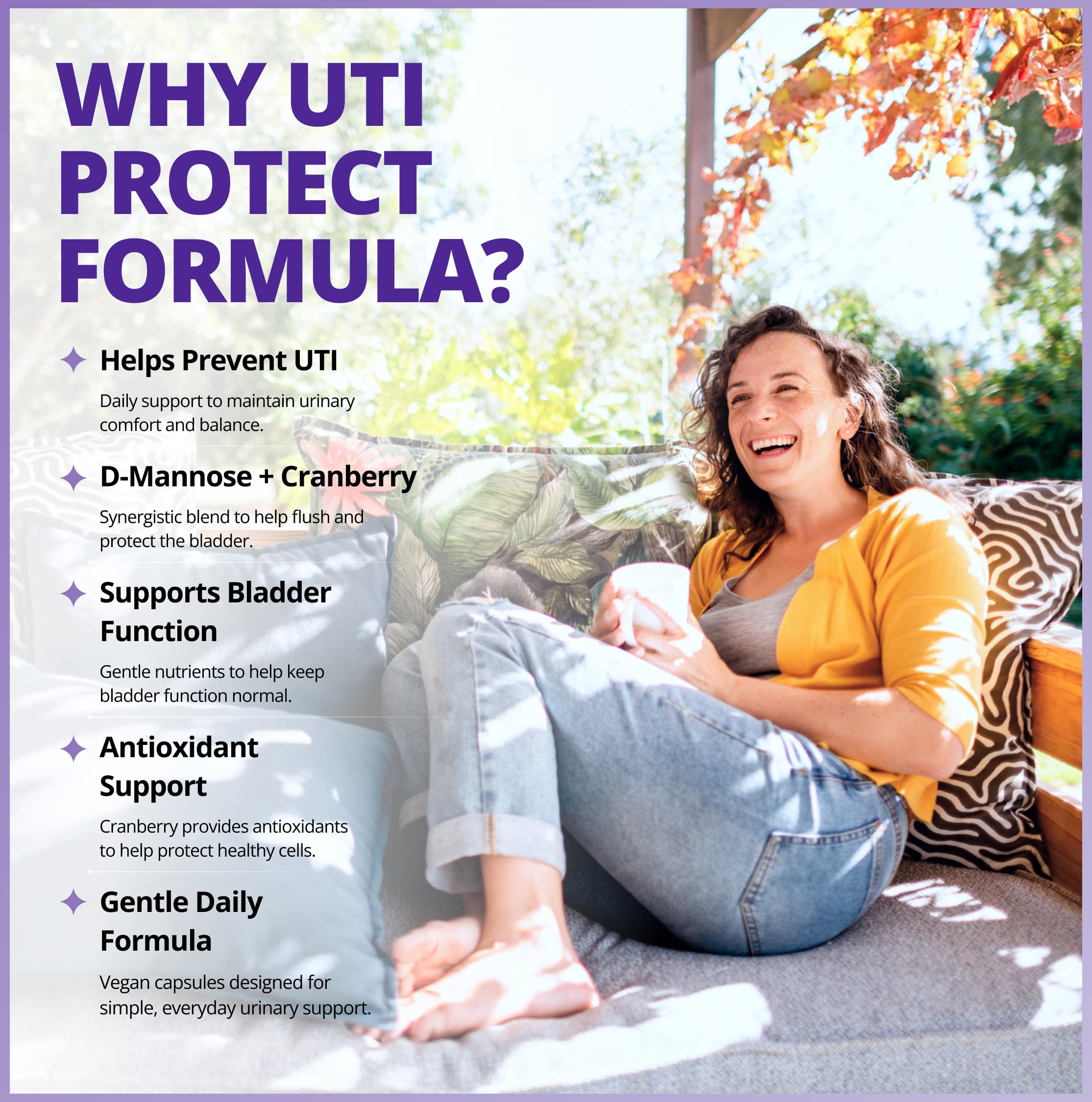 CanPrev UTI Protect, 60 Capsules 30-Day Supply - D-Mannose for Bladder Support with Cranberry, Parsley, Garlic & Grapeseed Extracts, Promotes Bladder Comfort & Urinary Tract Wellness - Vegan & Non-GMO