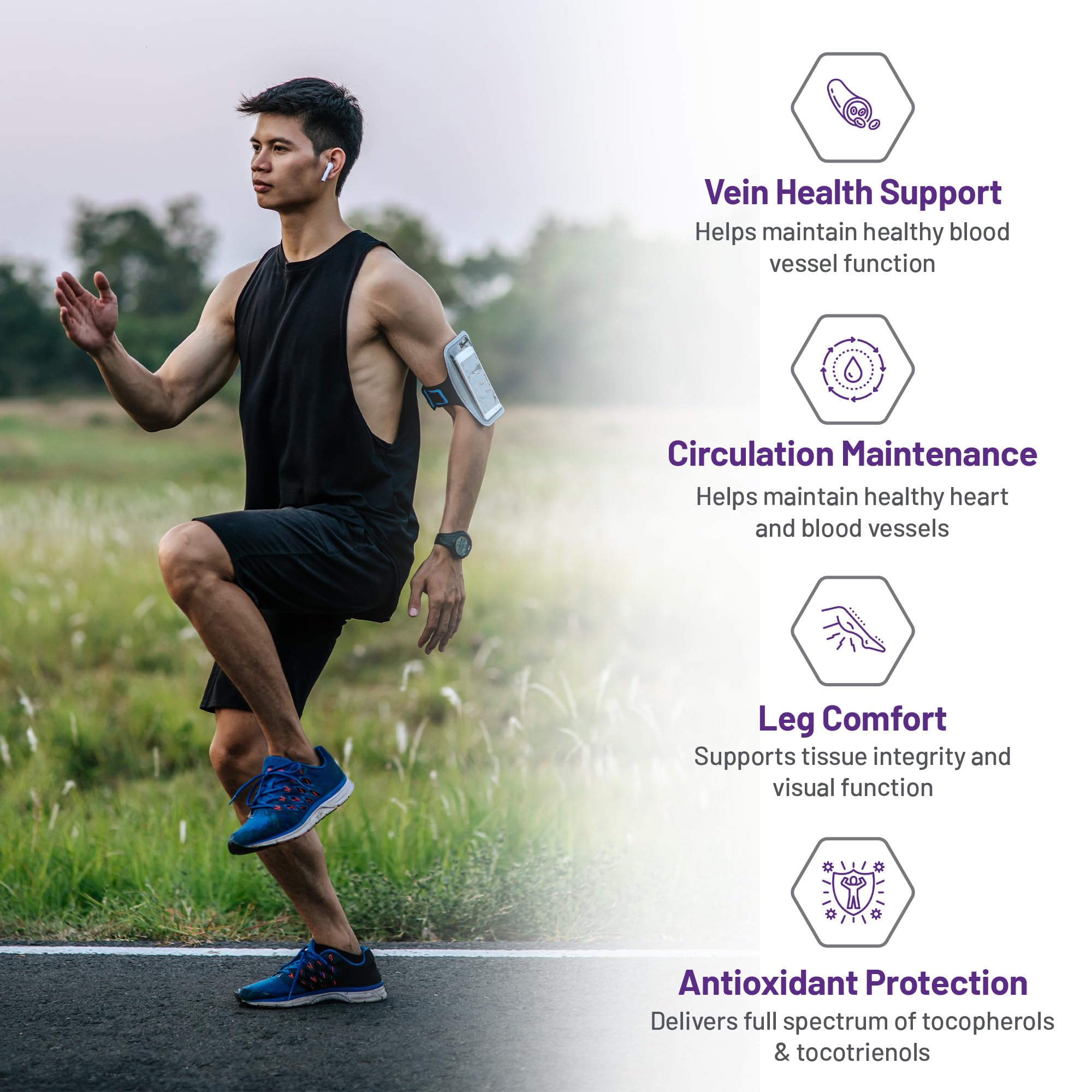 AOR VeinEase 575mg, 60 Vegan Caps 30-Day Supply - Diosmin Hesperidin Supplement, Vitis Vinifera & Grape Seed Extract for Comfortable Legs, Promotes Healthy Vein Function - Vegan, Non-GMO & Gluten-Free