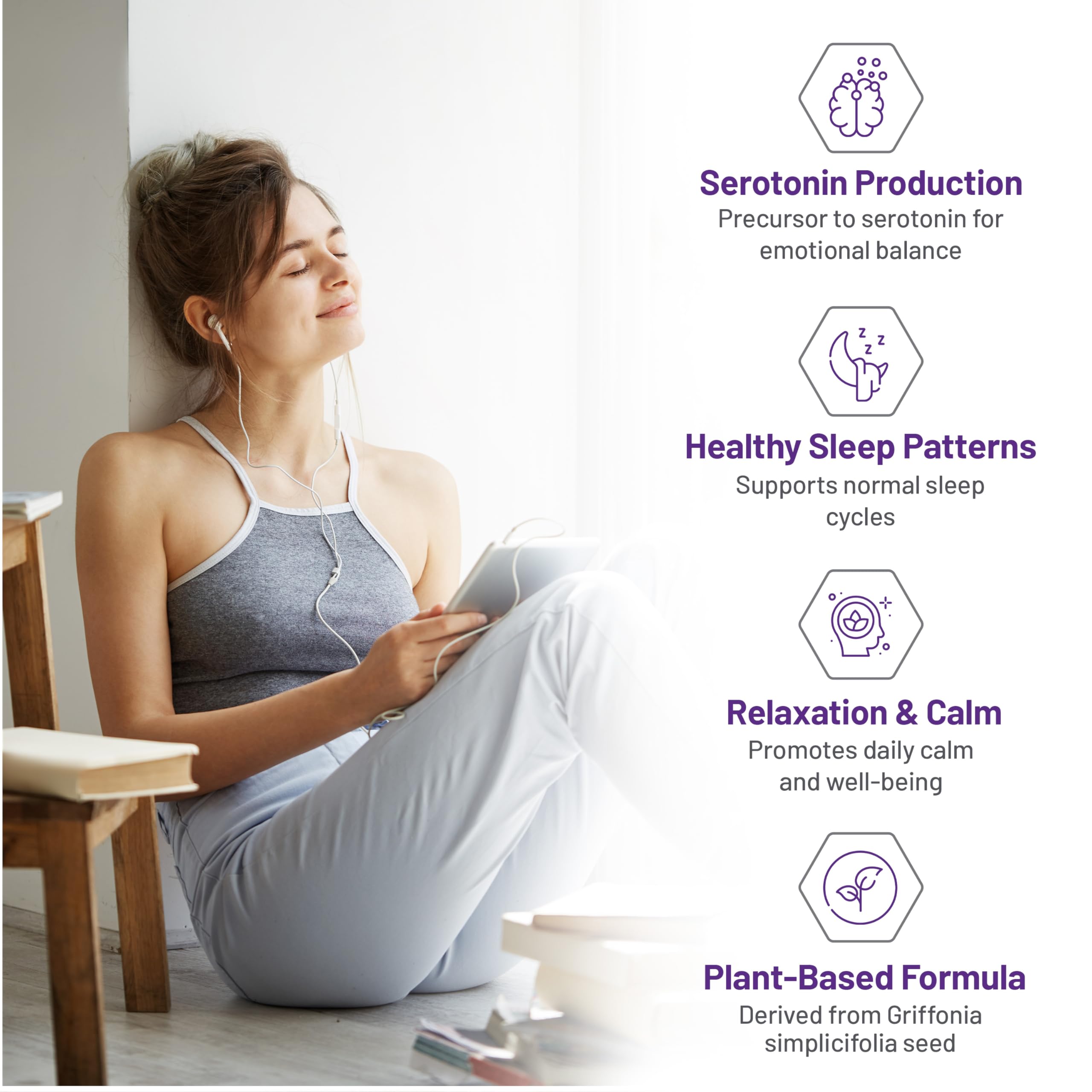AOR 5-HTP 50mg, 90 gélules, cure de 30 jours – Complément de 5-hydroxytryptophane pour la relaxation, le soutien de la sérotonine et un sommeil réparateur – Végétalien, sans OGM ni gluten, facile à avaler, formule à base d'acides aminés