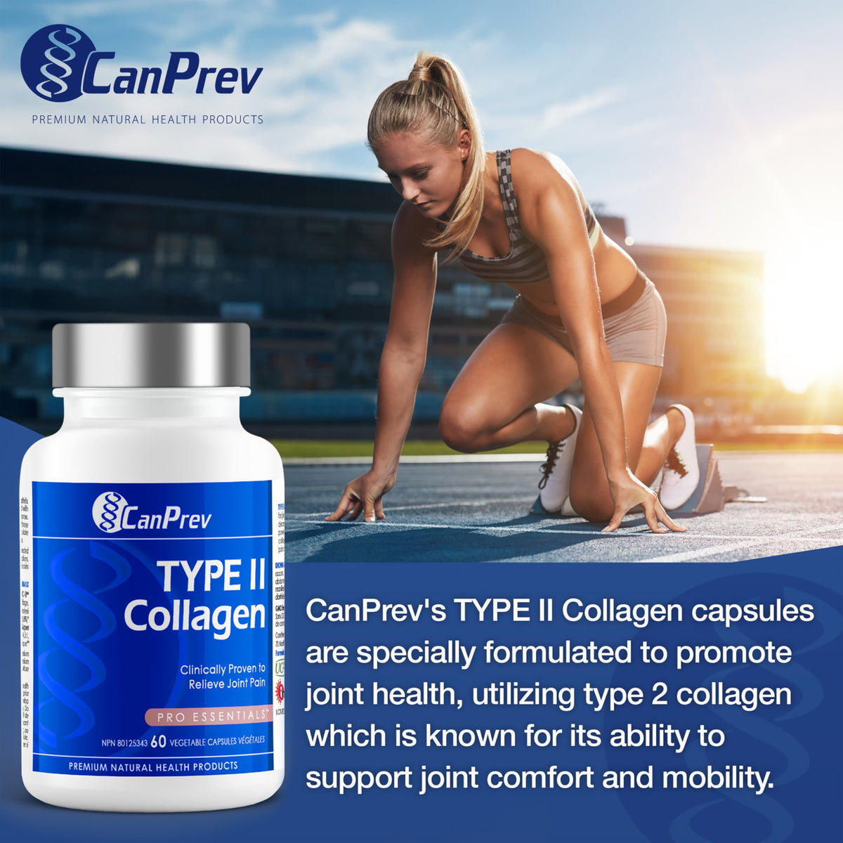CanPrev Type 2 Collagen Capsules, Gluten Free, 60 Capsules, 60-Day Supply