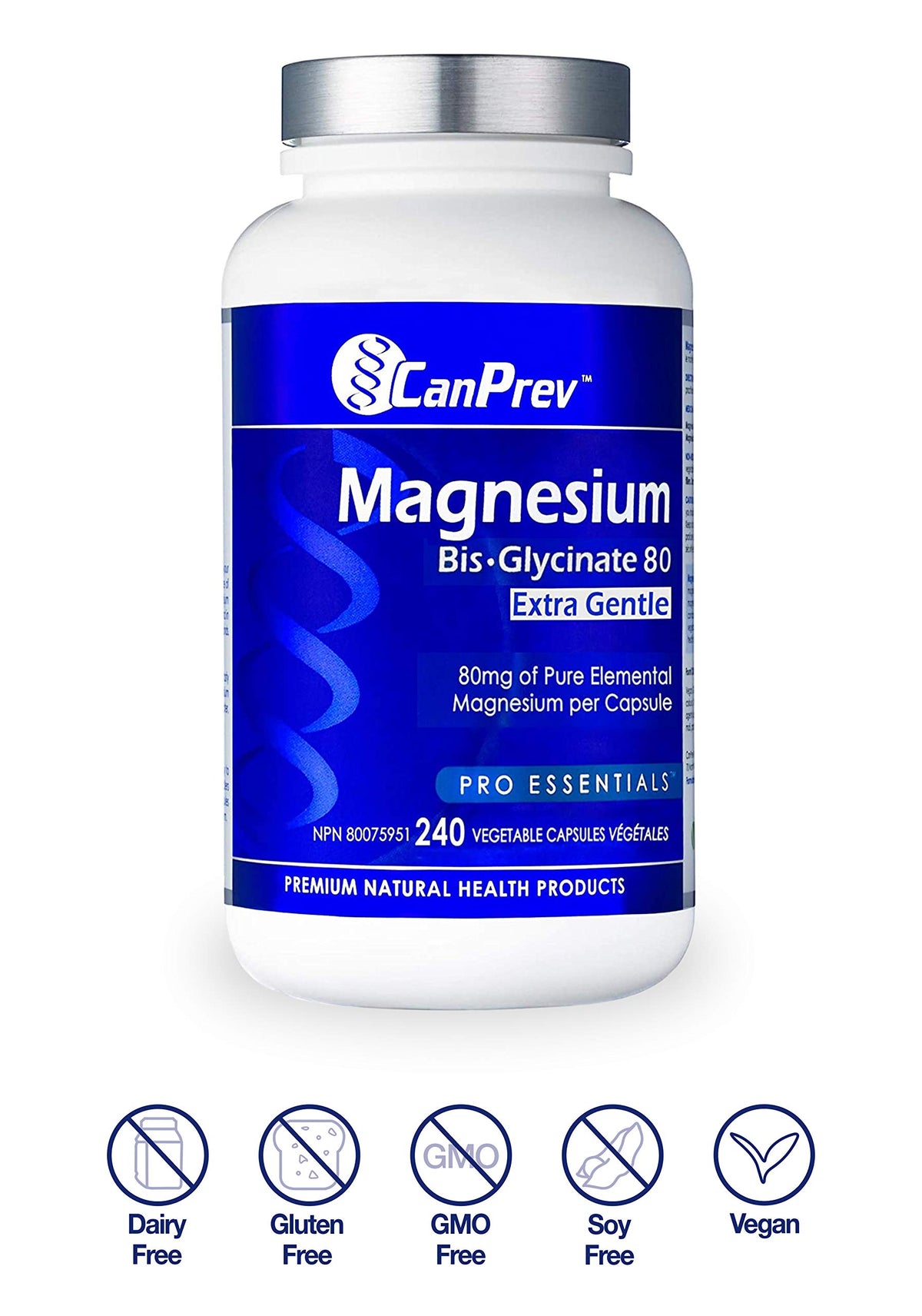 CanPrev Magnesium Bisglycinate, 80 mg, 240 Capsules, 240-Day Supply