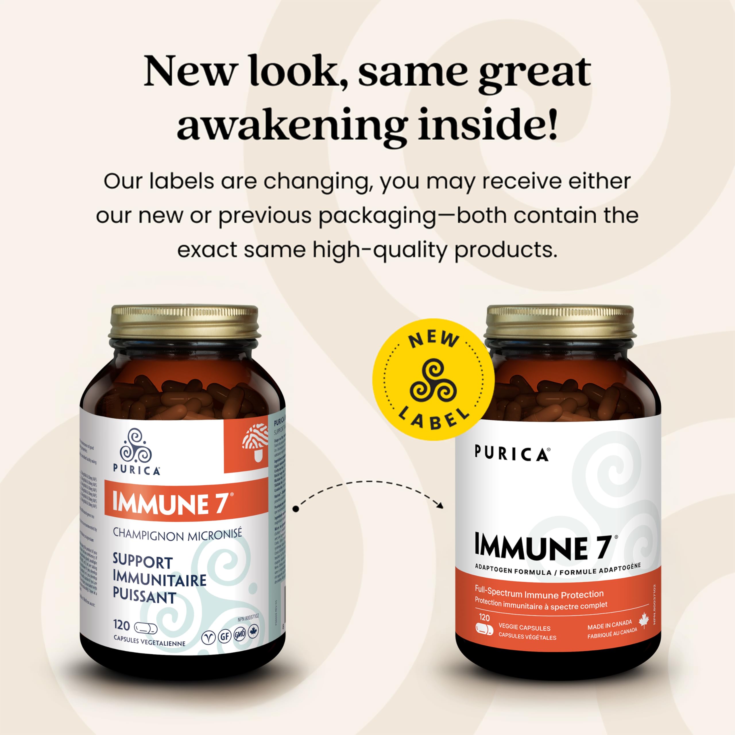 PURICA Complexe Immunitaire 7, 60 gélules - Soutien immunitaire complet avec Coriolus versicolor, Cordyceps, Reishi, Maitake, Shiitake, Champignon du Soleil - Vitalité à spectre complet, Améliore la santé et le bien-être