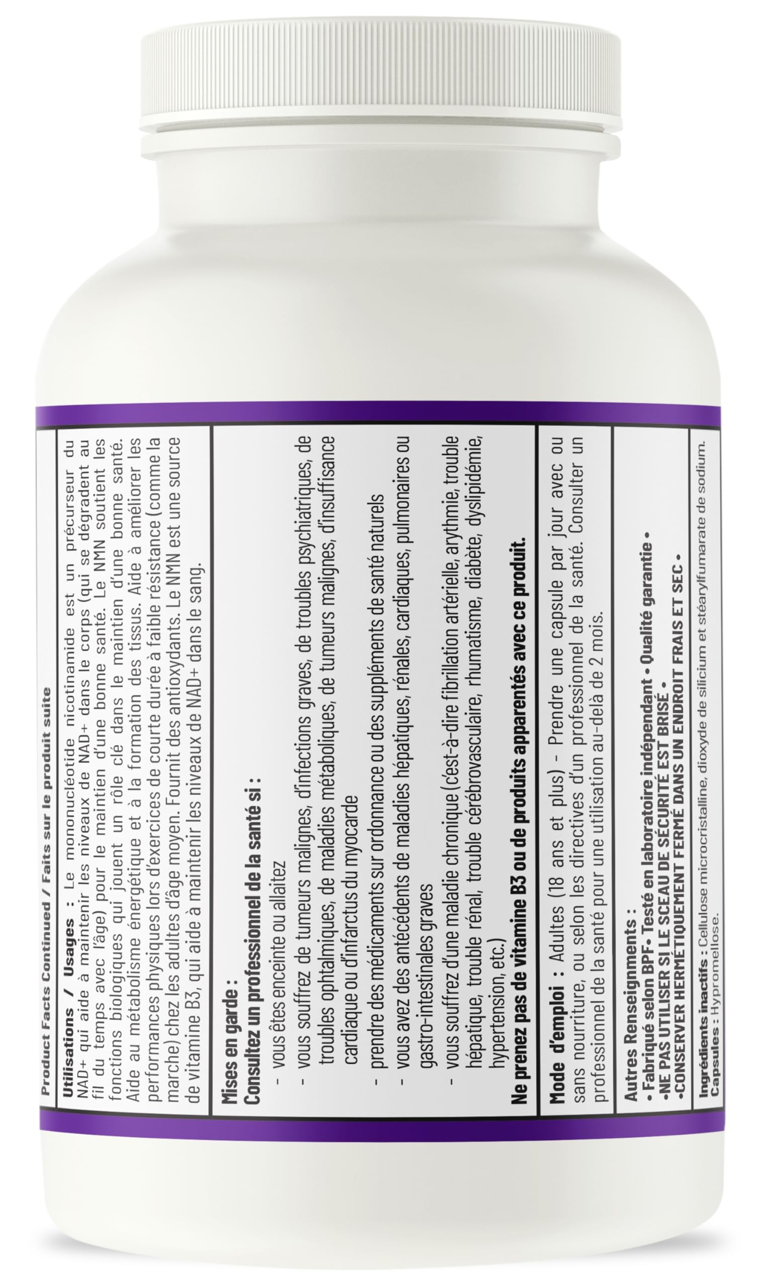 AOR NMN-600mg, 30 gélules végétaliennes - Sans OGM, sans gluten, mononucléotide de nicotinamide à haute puissance - Soutient la santé cellulaire et la production d'énergie - Supplément de NMN au Canada