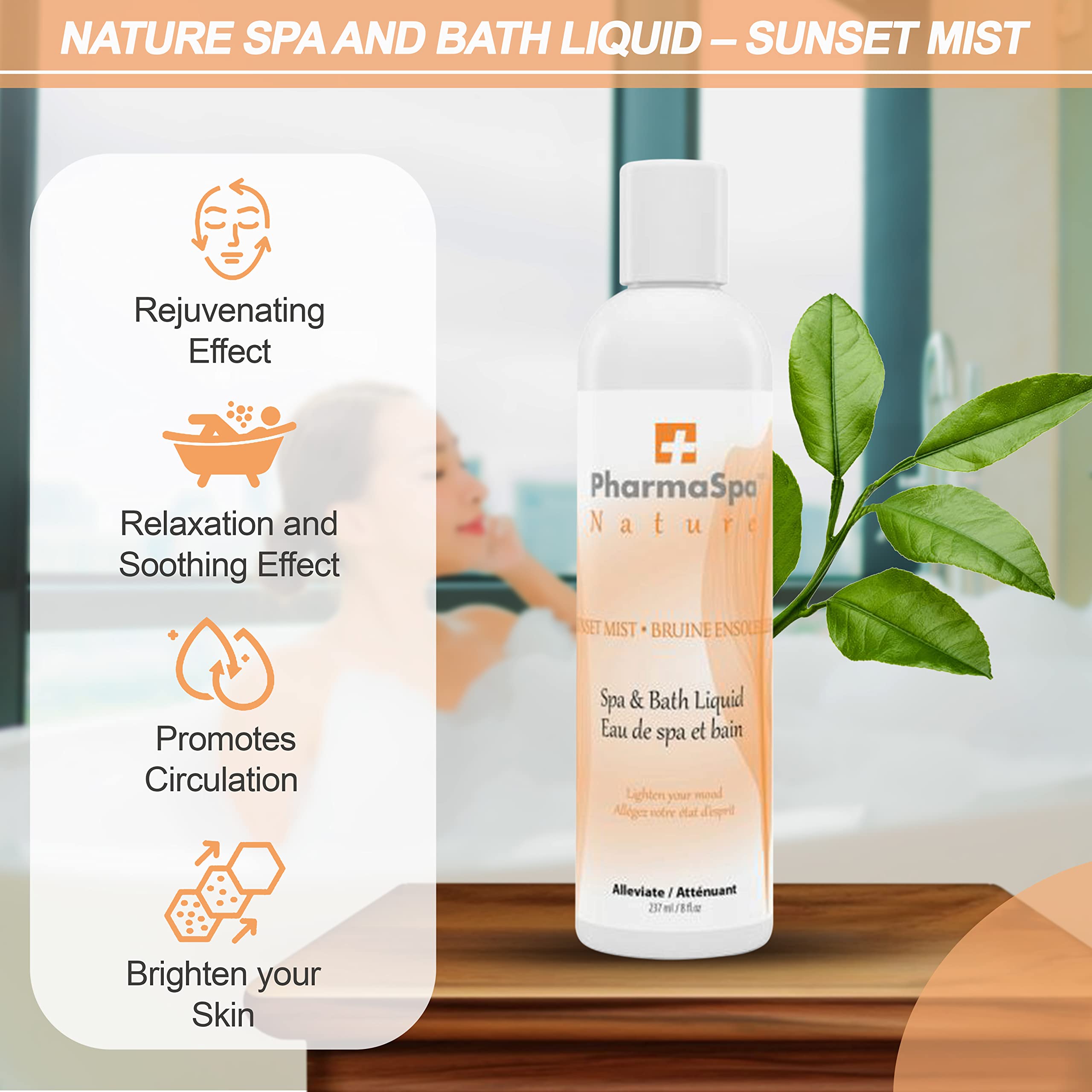 Pharmaspa Nature : Liquide pour spa et bain avec extraits entièrement naturels - 237 g/8 fl oz – Liquide d'aromathérapie pour spa – Sans gluten, sans parabènes, non testé sur les animaux