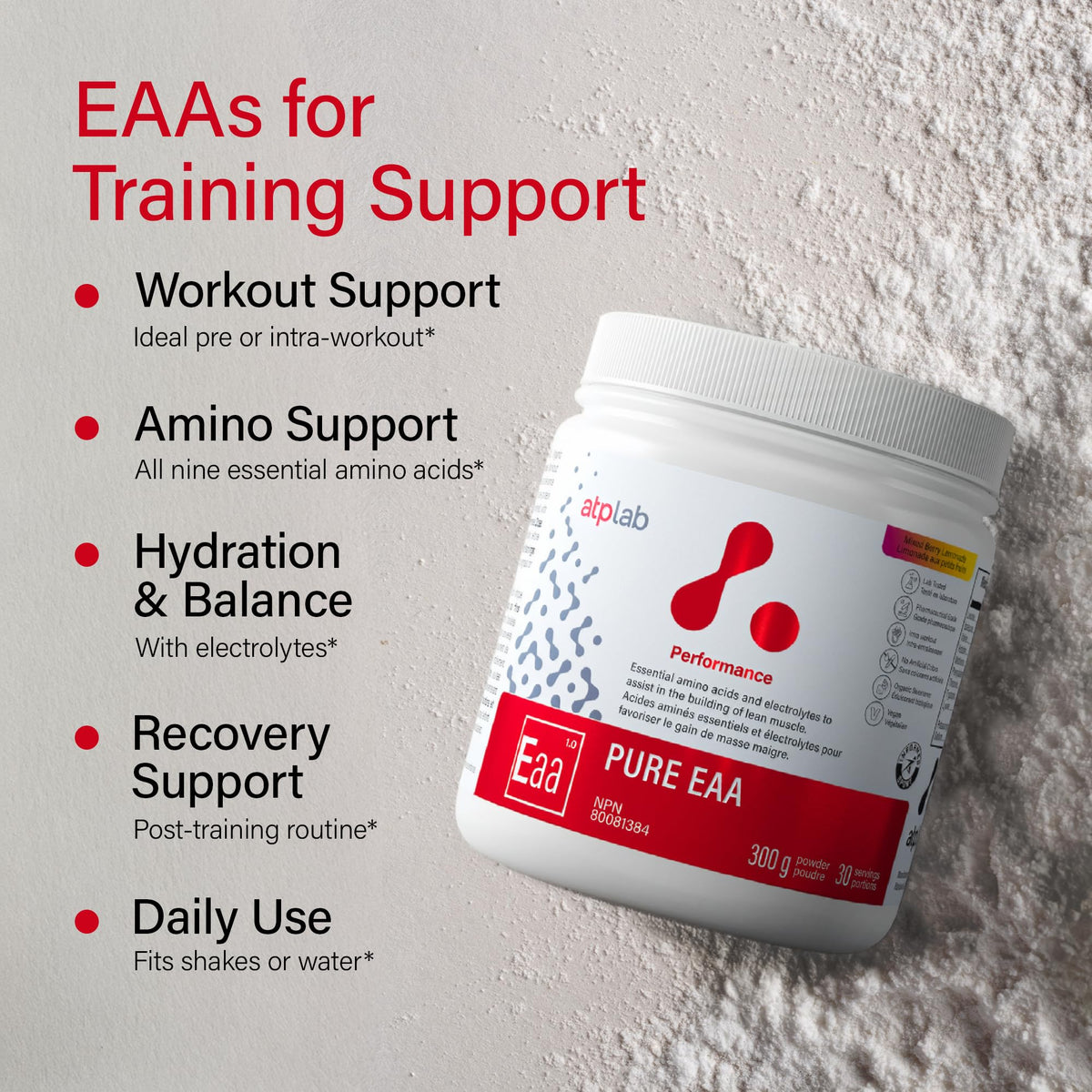 atplab Pure EAA Powder, Mixed Berry Lemonade, 300g, 30 Servings