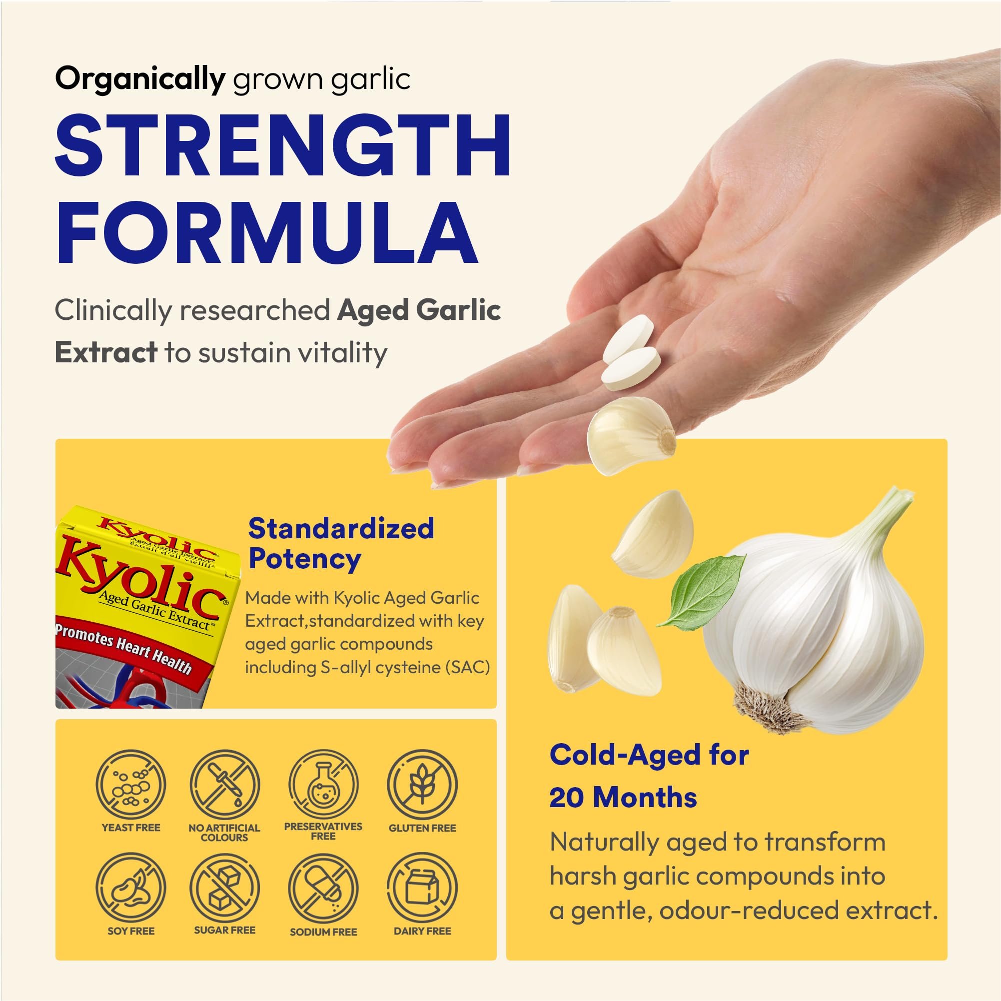 Kyolic - Kyolic Aged Garlic Extract 600mg, 30 Veg Caplets - Kyolic Cardiovascular Health, Cardio Heart Health, Immune System Support and Inflammation Supplements - Odorless Garlic Supplements