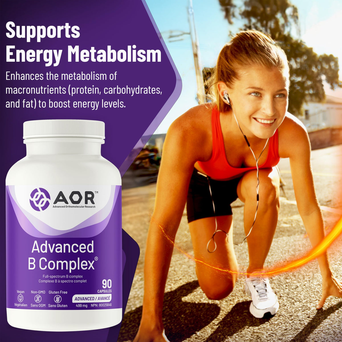 AOR Advanced Vitamin B Complex, for Adults, Methylated B Vitamins, 90 Caps