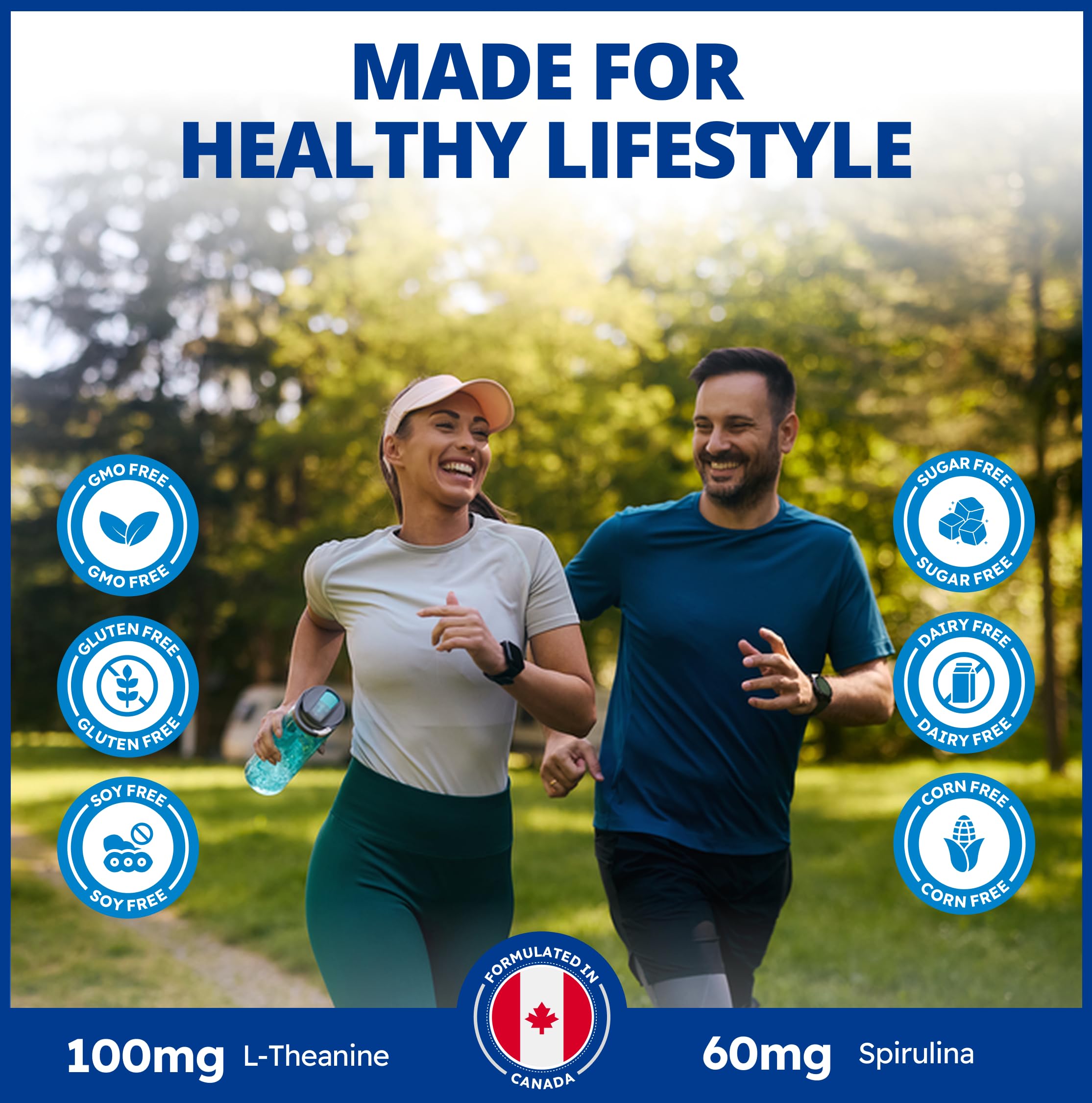 CanPrev Synergy B Complex 60 V-Caps 30-Day Supply - Vitamin B Supplement with L-Theanine 200mg - Complete B Complex Optimized with L-5-MTHF Activated Folate & Spirulina - Vegan, Non-GMO & Gluten-Free