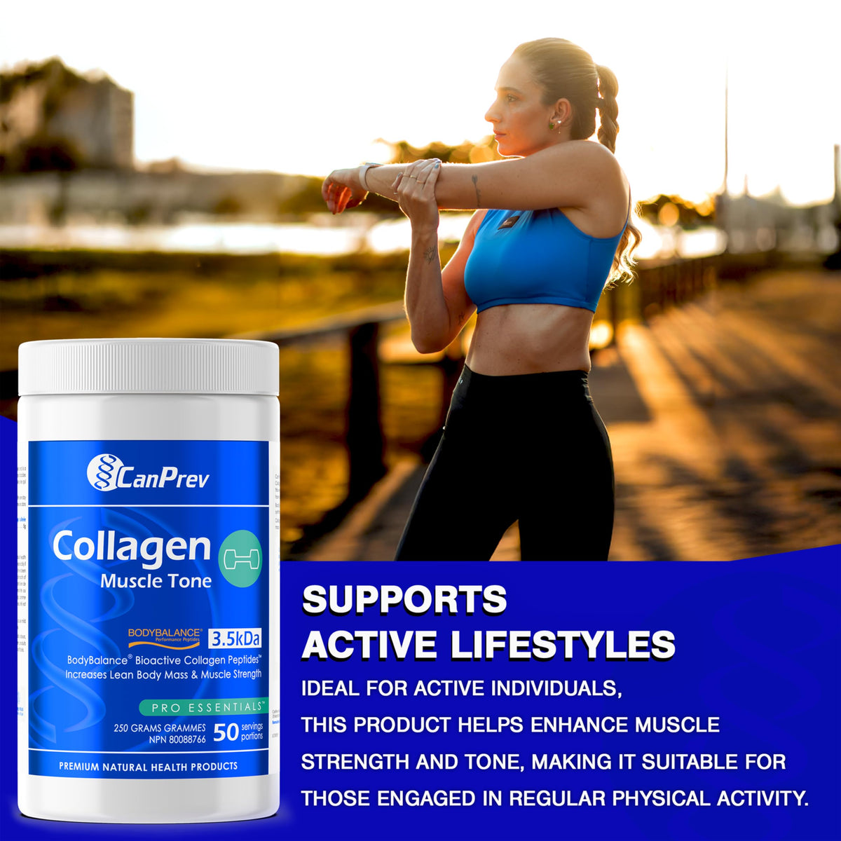 CanPrev Collagen Muscle Tone, Bovine Collagen Peptides, 250g, 50 Servings