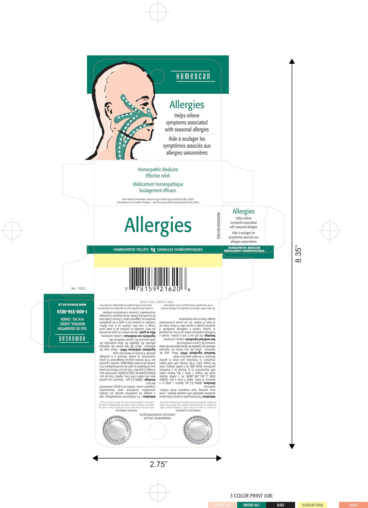 Homeocan Allergy Relief Pellets 4g, Homeopathic Tube for Seasonal Discomfort, Non-Drowsy, Fast-Acting Formula, Gentle & Safe for Adults & Kids, Easy to Use, Travel-Ready, Support Clear Breathing Daily