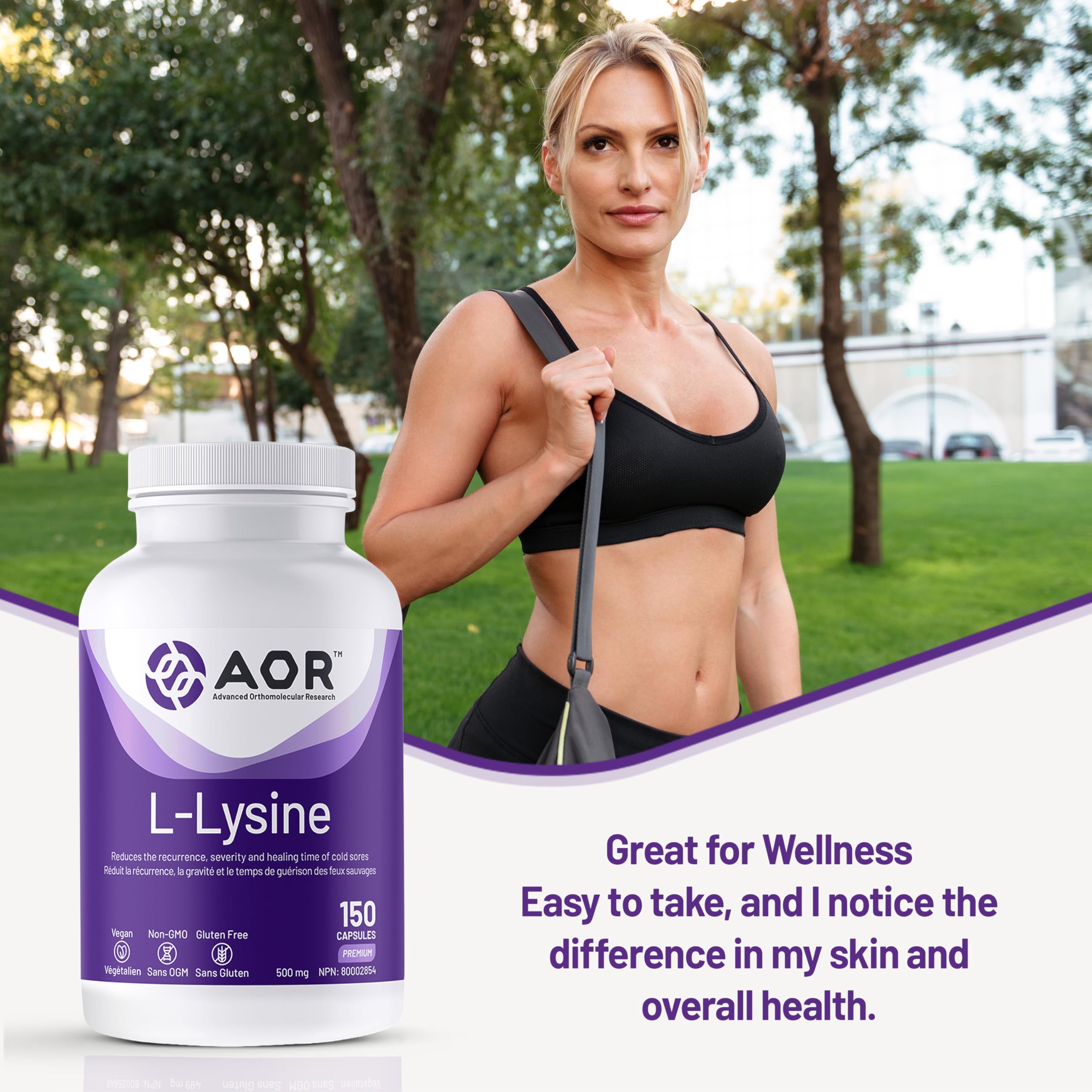 AOR L-Lysine 500mg 150 Vegan Capsules with Essential Amino Acid Support for Wellness, Gluten-Free & Non-GMO Supplement for Everyday Care, Promotes Healthy Hair, Nails & Overall Vitality