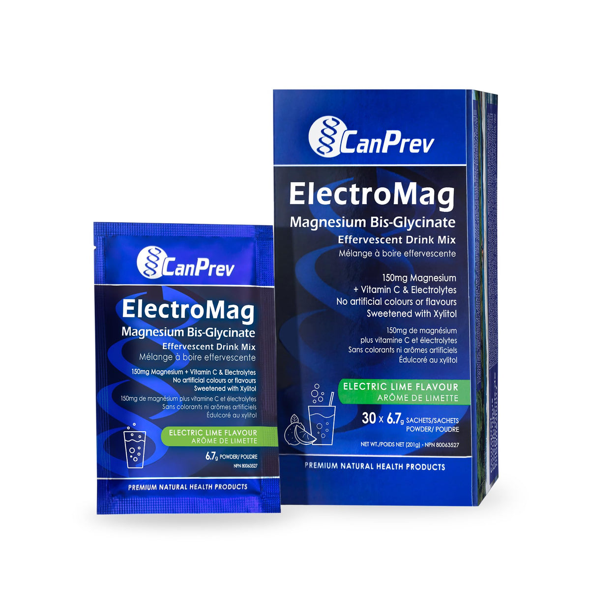 CanPrev Electromag Magnesium Bisglycinate Drink Mix, Vitamin C, 30 Sachets