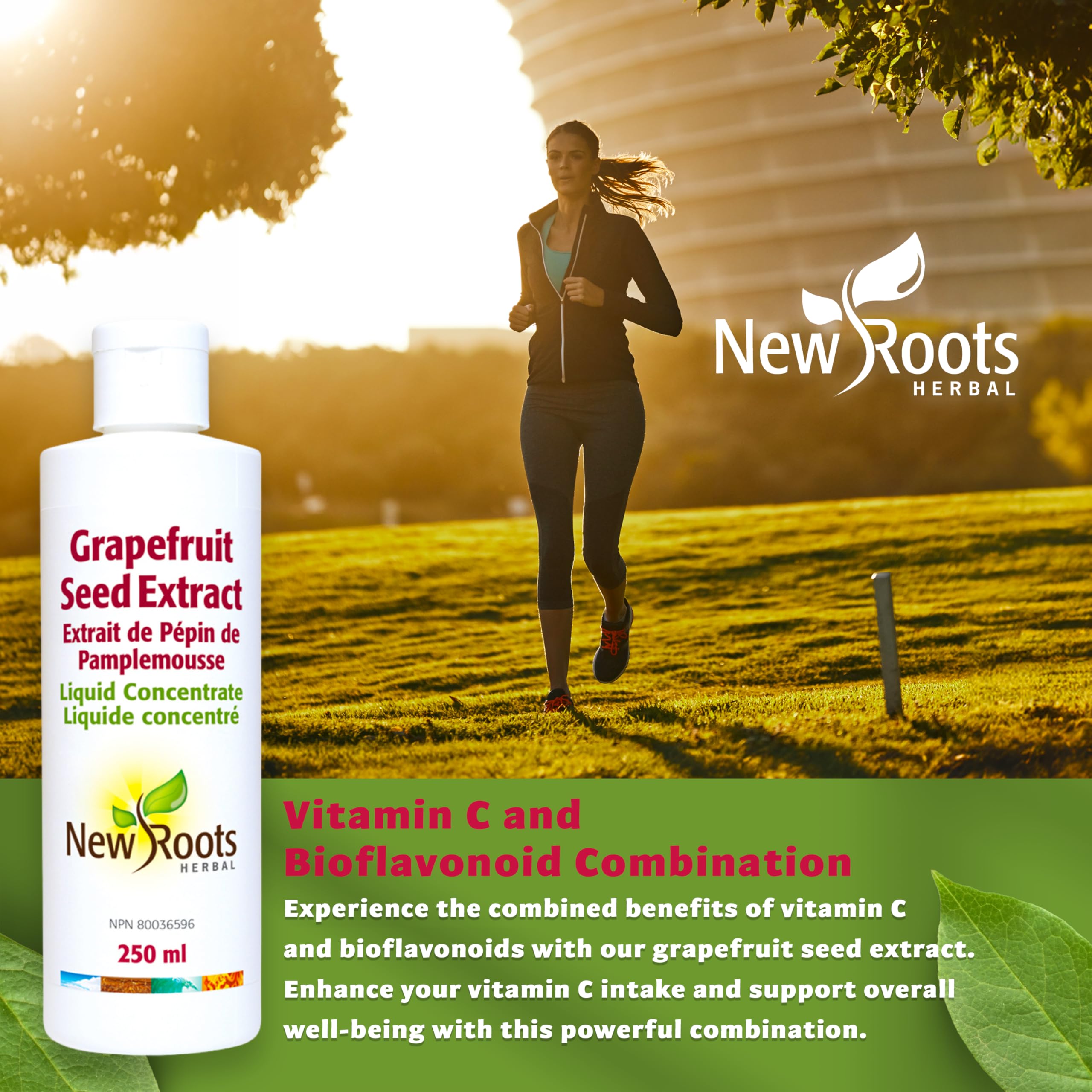 New Roots Herbal - Extrait de pépins de pamplemousse (EPP) - Concentré liquide format voyage, source de vitamine C pour le bien-être quotidien, sans gluten ni soja - Favorise le confort digestif et la vitalité de la peau