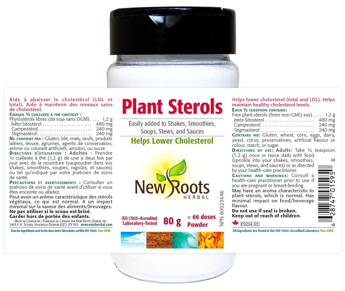 New Roots Herbal Plant Sterols Supplement Powder, Sterol, 80 g, 66 Servings
