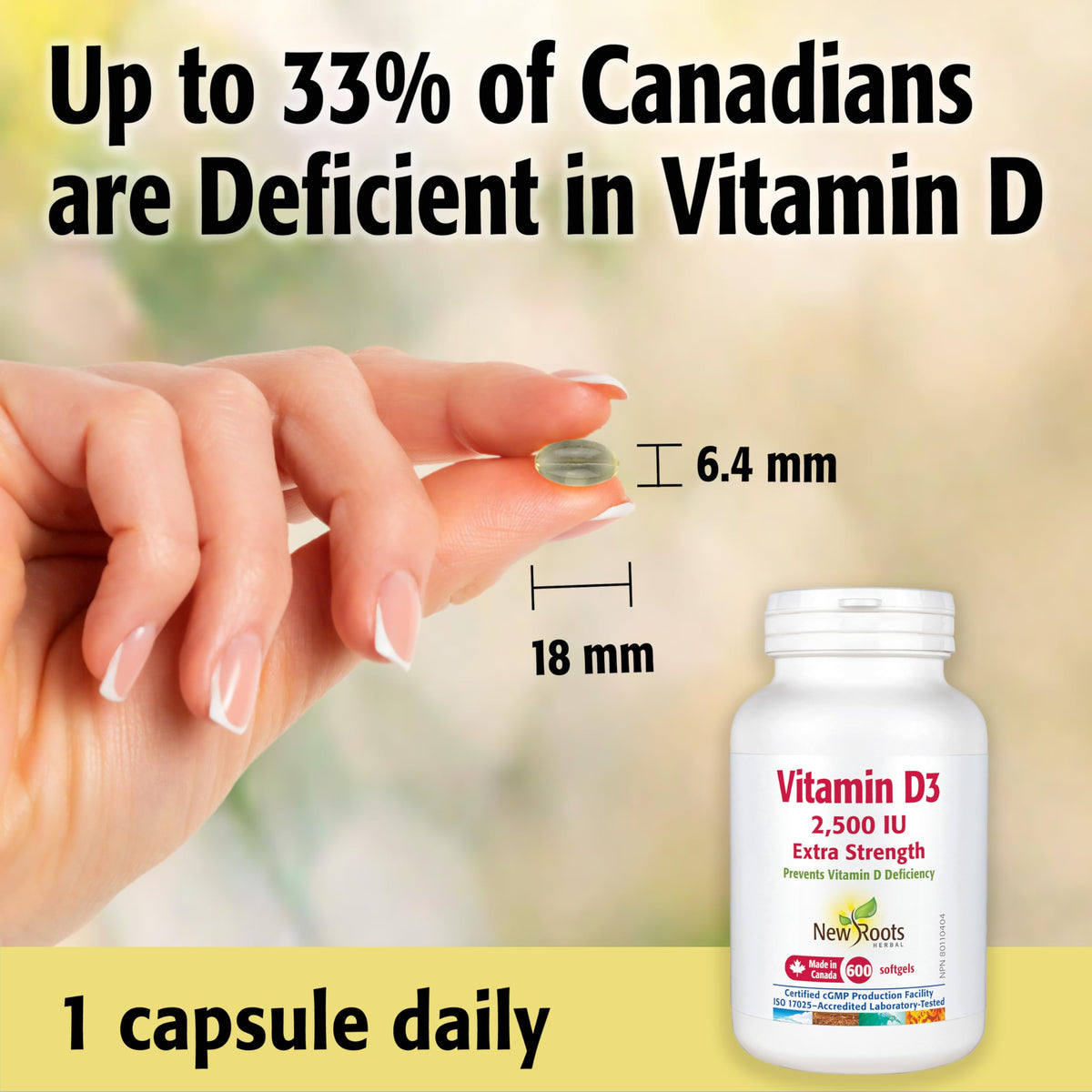 New Roots Herbal - Vitamin D3 2500 IU Extra Strength Softgels