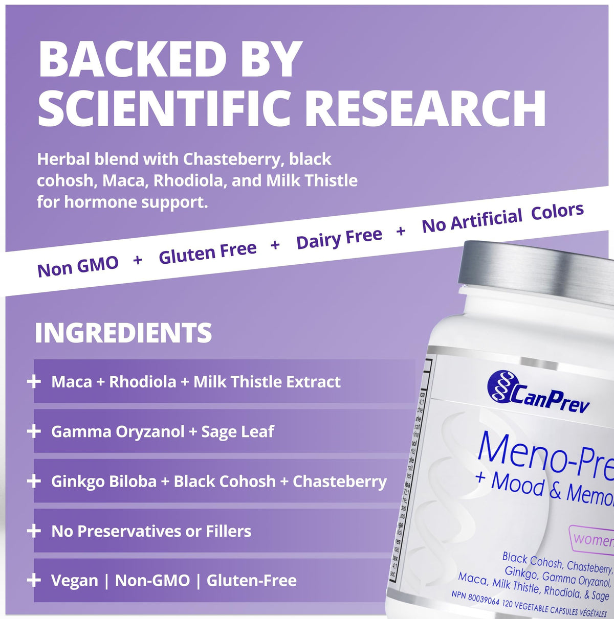 CanPrev Meno Prev Mood & Memory, Black Cohosh, 120 Capsules, 40 Day Supply