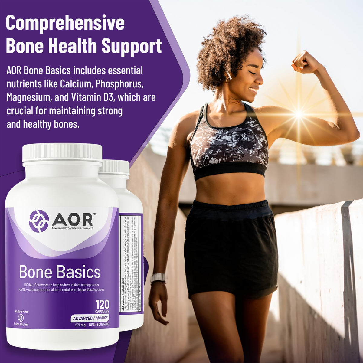 AOR Adult Bone Supplement, Calcium Magnesium Zinc, D3 & K2, 120 Capsules