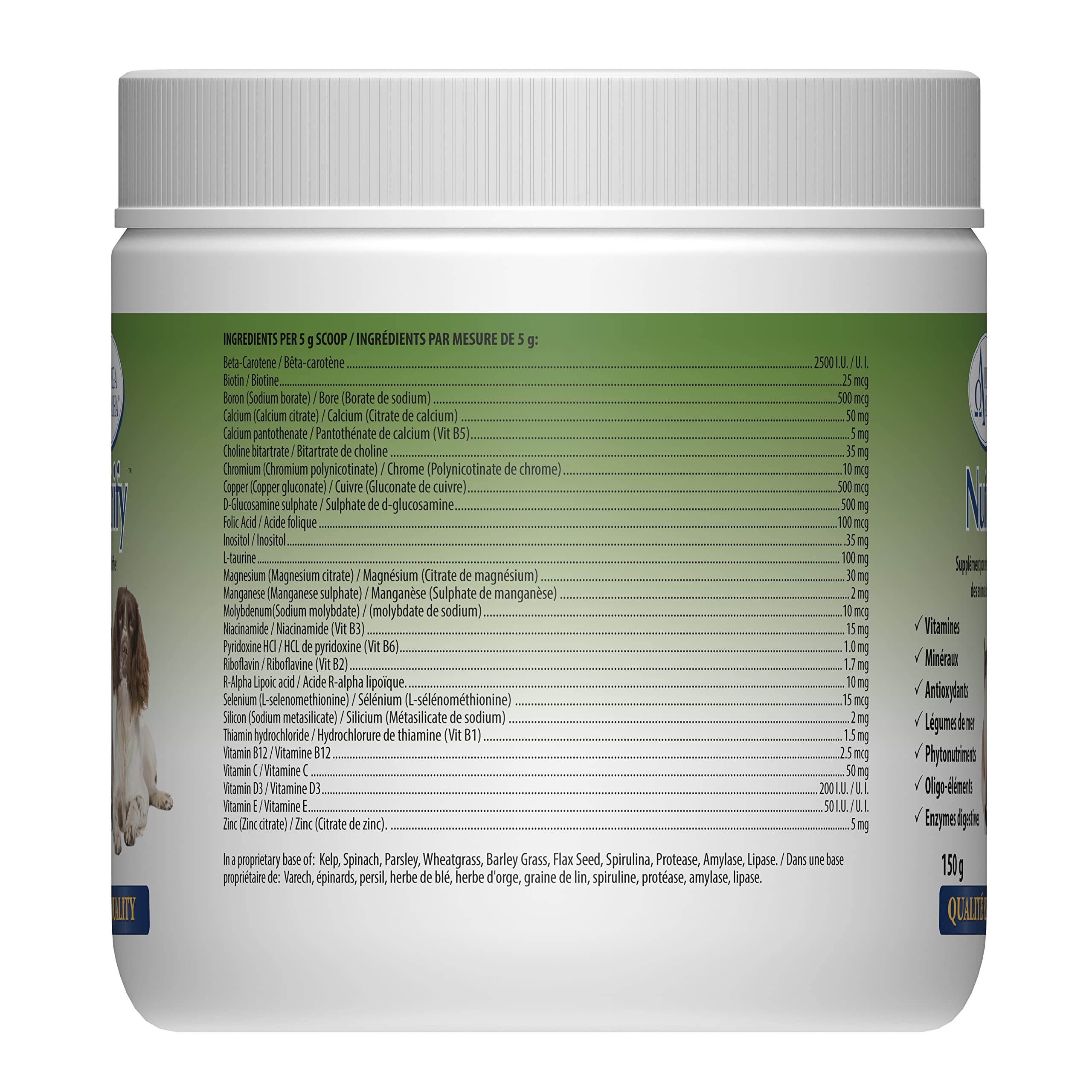 Omega Alpha Nutrify Poudre Multivitaminée pour Chiens et Chats 150g, Minéraux Complets et Antioxydants pour le Soutien des Articulations, de la Peau, du Pelage et de la Digestion, Formule Fabriquée au Canada