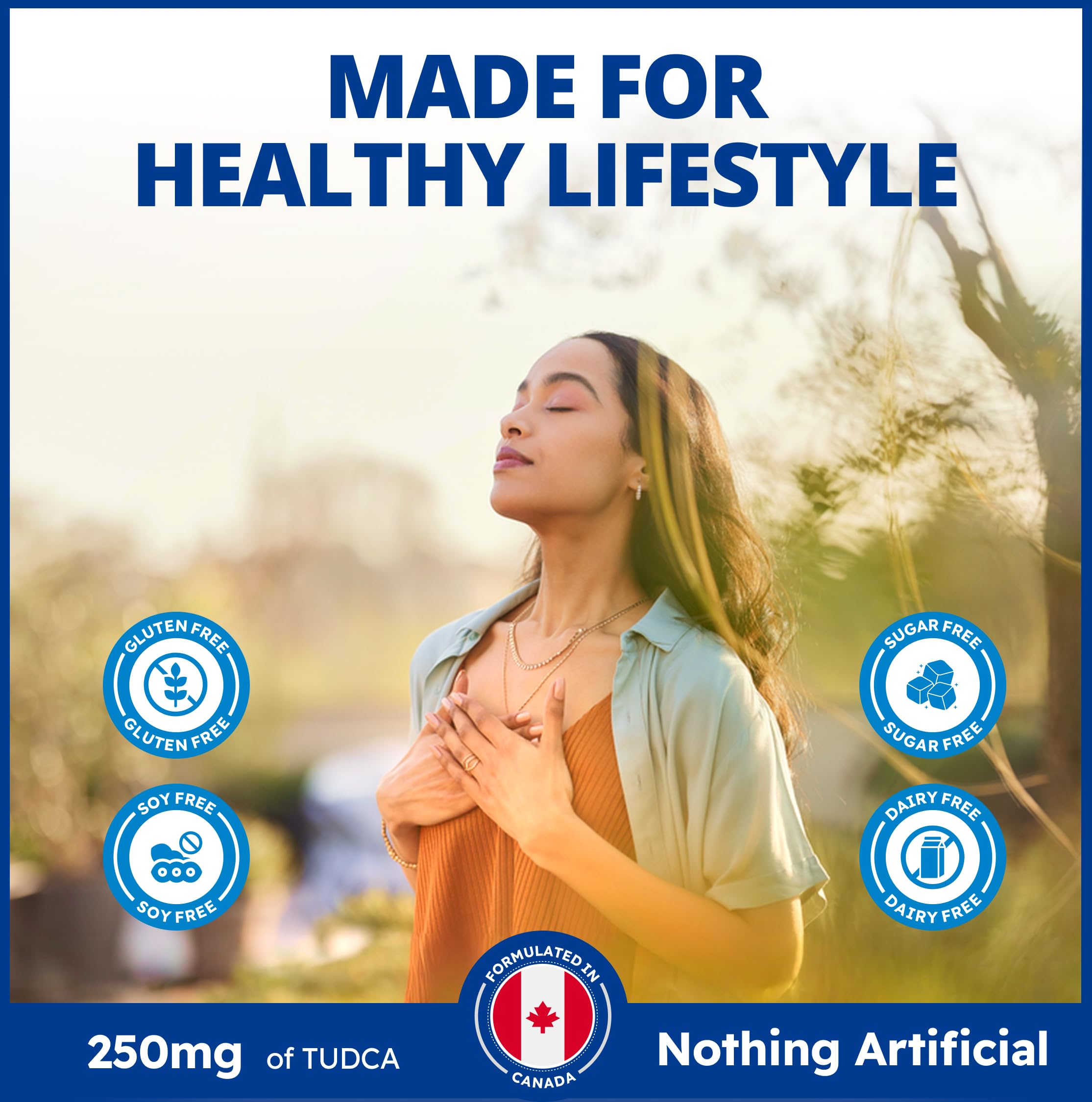 CanPrev Supplément TUDCA 250mg + Choline 75mg, 60 gélules pour 30 jours, favorise la santé et la fonction hépatiques - Formulé pour le bien-être et l'équilibre digestif - Formule de sels biliaires Belly Aid pour le soutien digestif