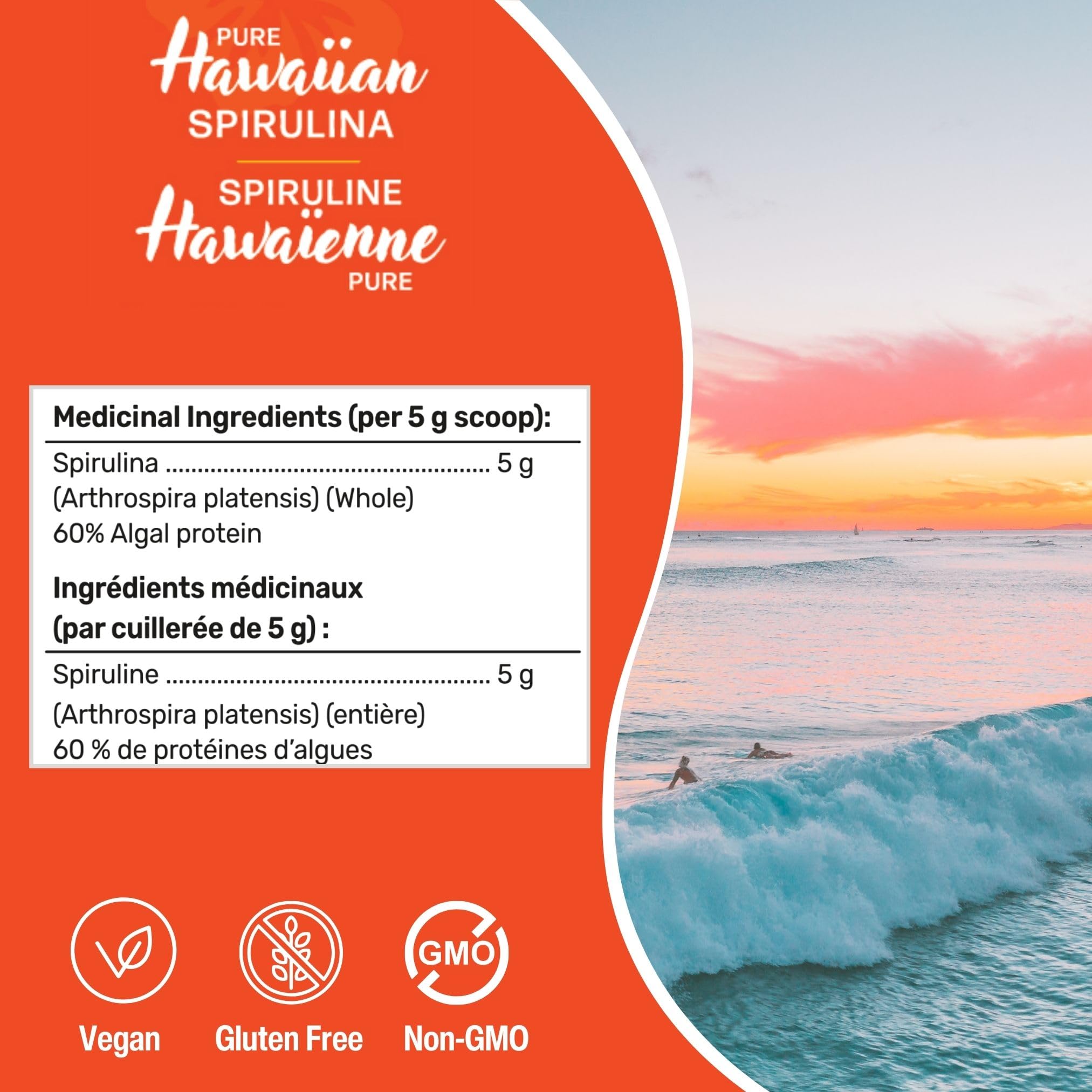 Gandalf Spiruline Hawaïenne Pure 1Kg, 200 portions, Algue Bleue-Verte, Riche en Fer, Bêta-Carotène et Nutriments pour Smoothies et Jus, Soutient l'Énergie et la Vitalité