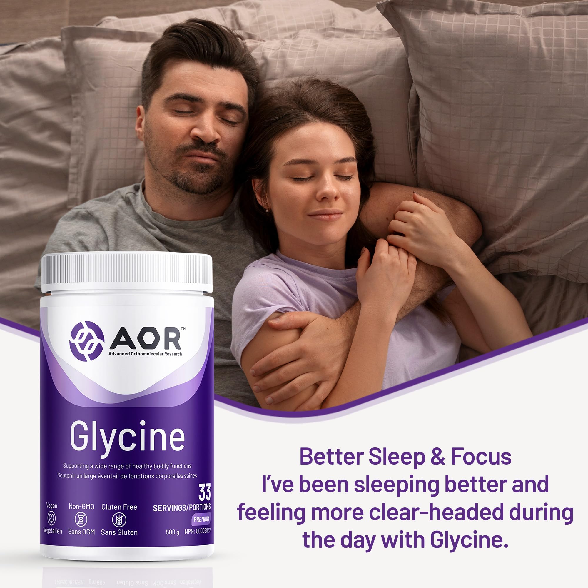 AOR Glycine Powder 500g 33-Servings - Glycine Supplement for Support Cognitive Function, Restful Sleep, Skin Care, Joint Comfort, Vegan Non-GMO, Essential Amino Acid, Naturally Sweet Sugar Alternative
