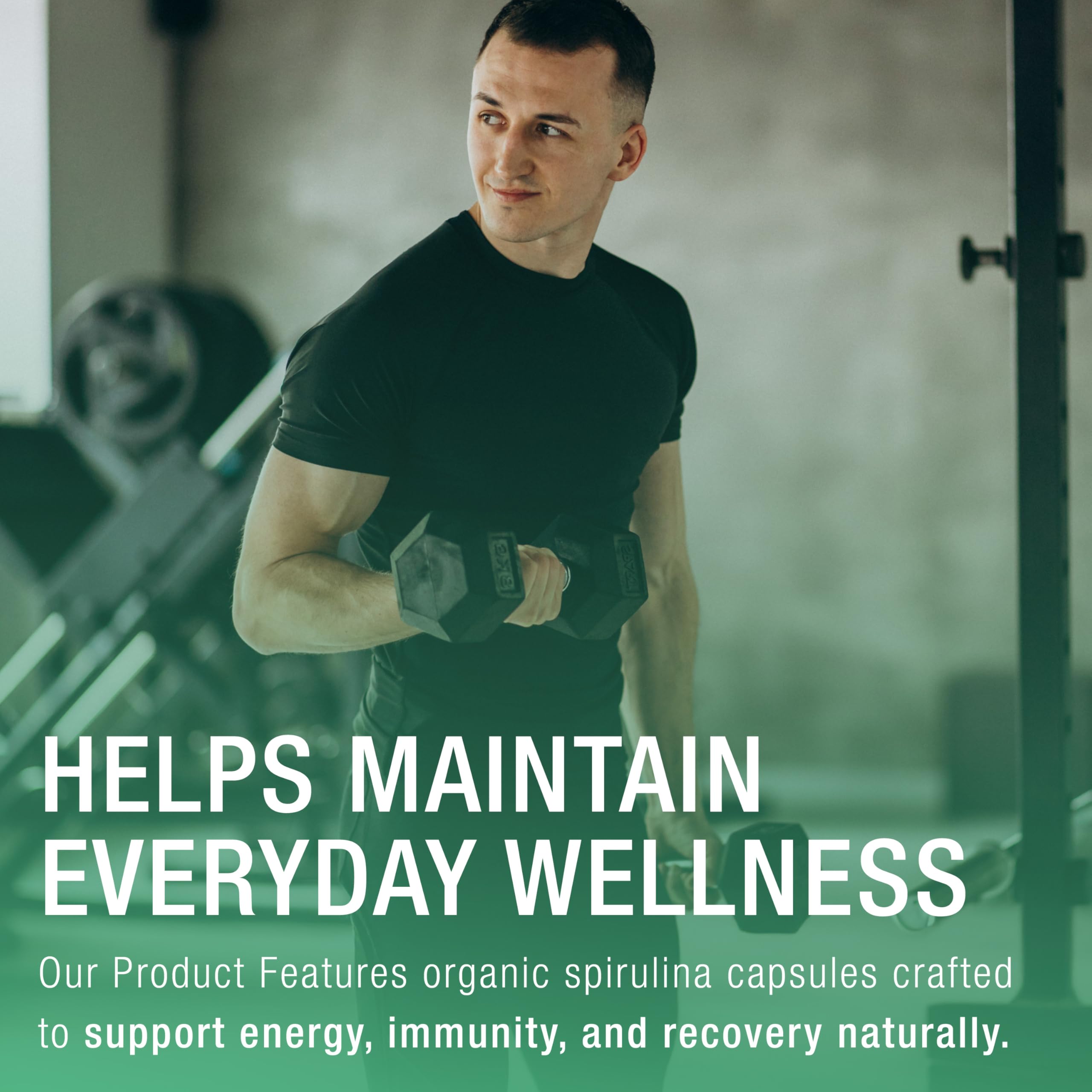 Gandalf Pure Organic Spirulina 400mg 200 Vegan Capsules - Vegan, Non-GMO & Gluten-Free - Blue-Green Algae, Nutrient-Dense Superfood with Iron and Antioxidants