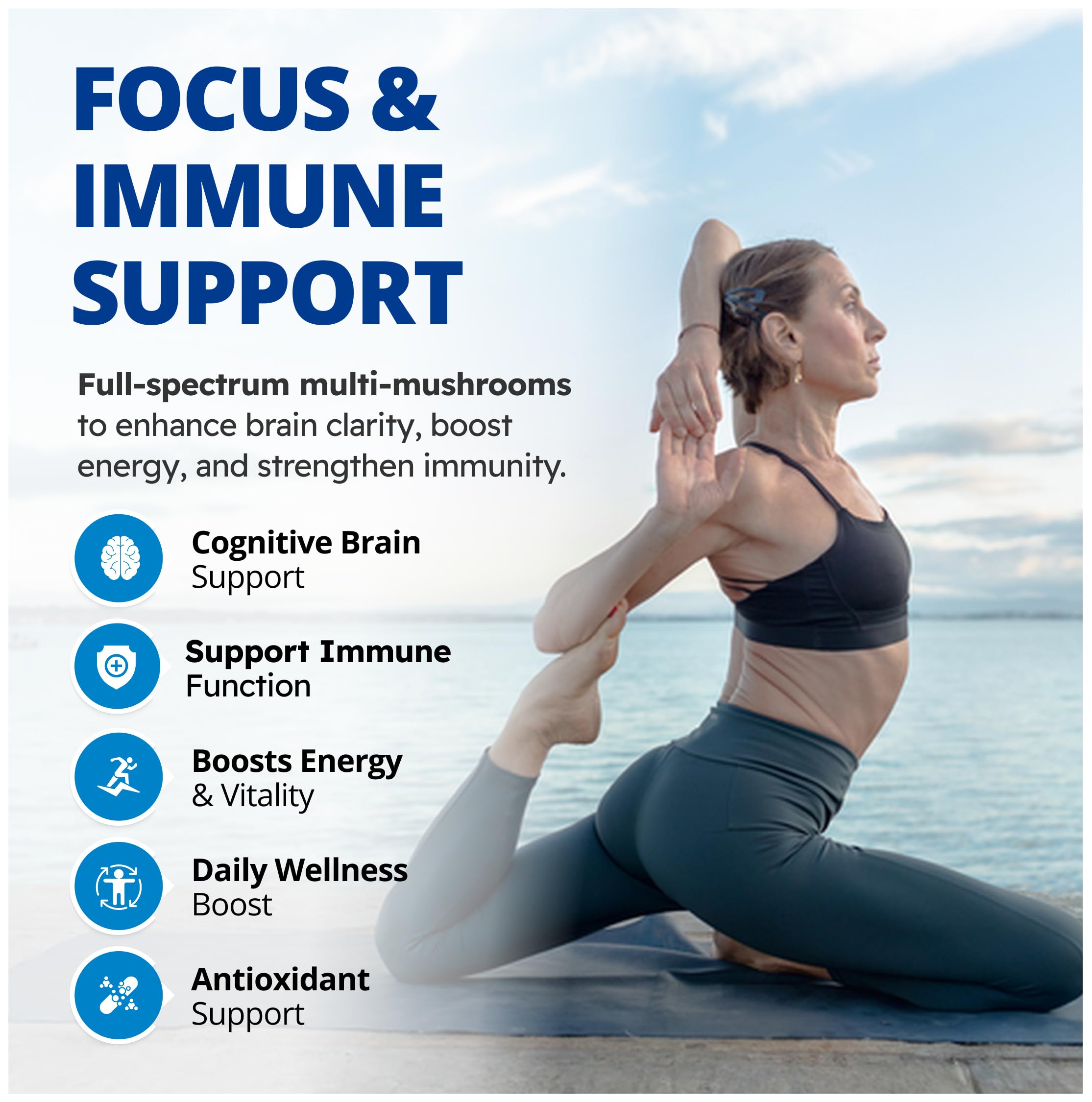 CanPrev Multi-Mushroom Full Spectrum Supplement, 60 Vegan Capsules, 60-Day Supply, Includes Organic Chaga, Cordyceps, Lion's Mane, Maitake, Reishi, Shiitake & Turkey Tail for Daily Wellness Support