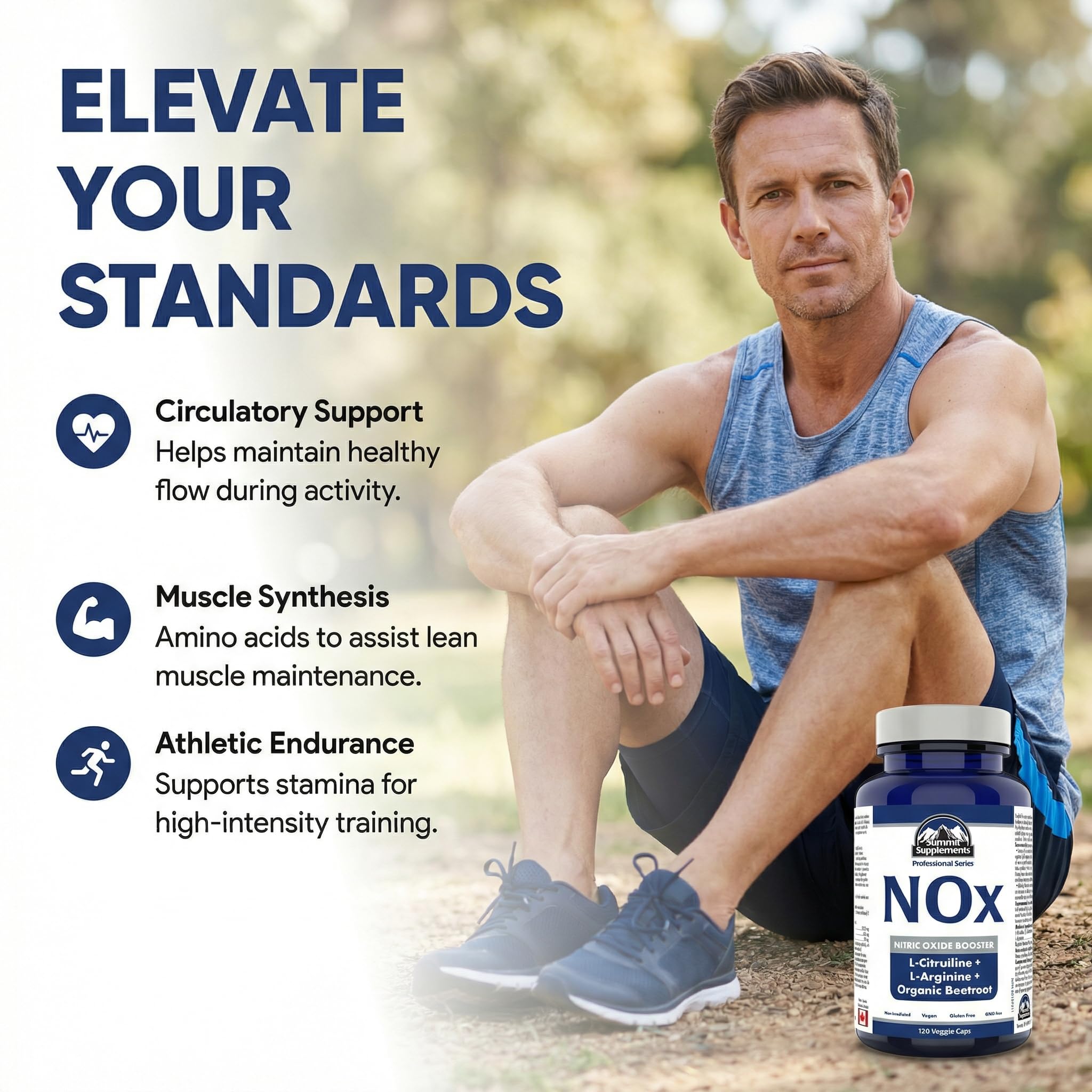 Summit Supplements NOX Amplificateur d'oxyde nitrique, 120 gélules végétales, L-Arginine, L-Citrulline & Betterave biologique, Gonflement musculaire avant entraînement et endurance, Végétalien, Sans OGM