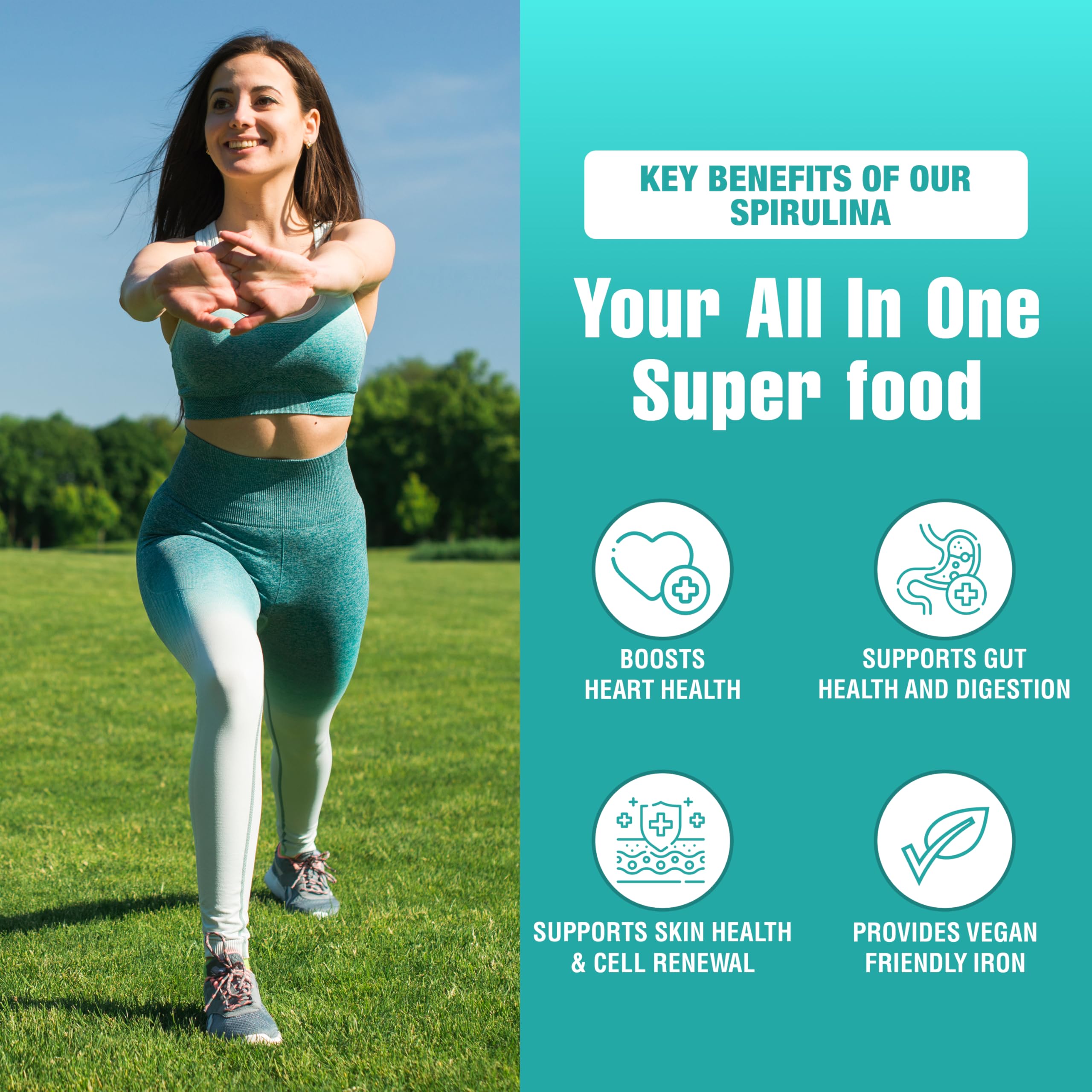 Gandalf California Pure Spirulina Tablets 500mg 150 Tablets - Grown in California, Non-GMO, Vegan, Ultrapure Blue-Green Algae, Packed with Essential Nutrient, Support Vitality & Wellness