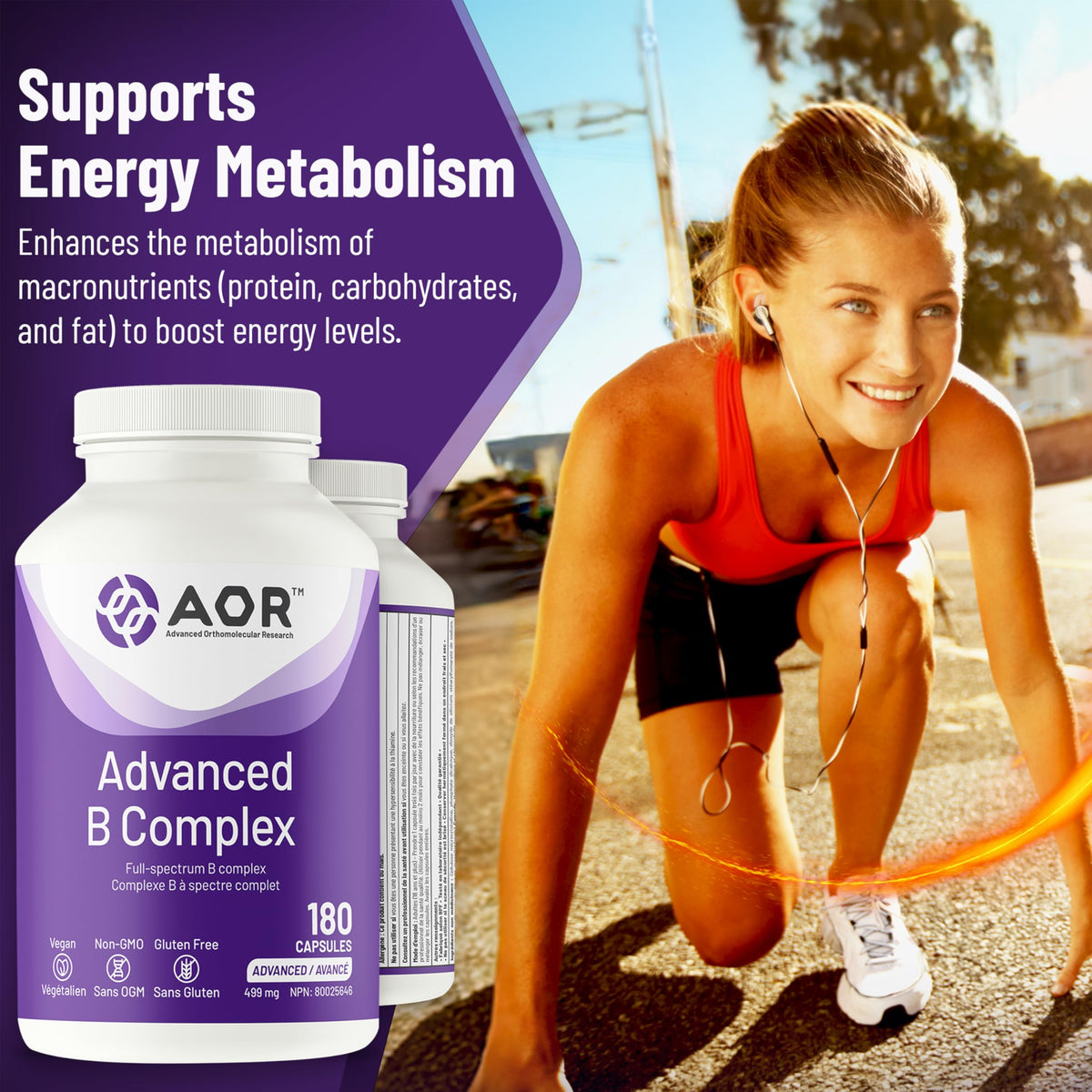 AOR Advanced Vitamin B Complex Capsules, Activated Forms, 180 Capsules