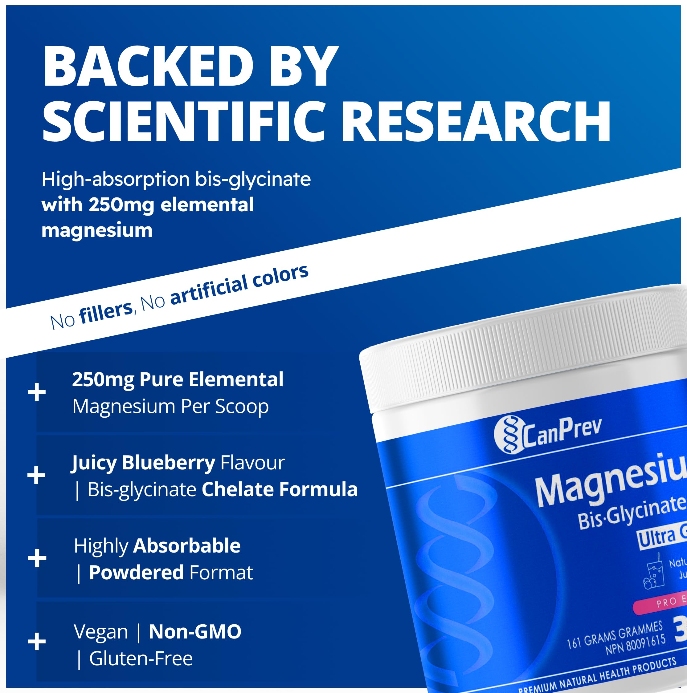 CanPrev - Magnésium Bisglycinate en poudre - Favorise la relaxation et le métabolisme énergétique