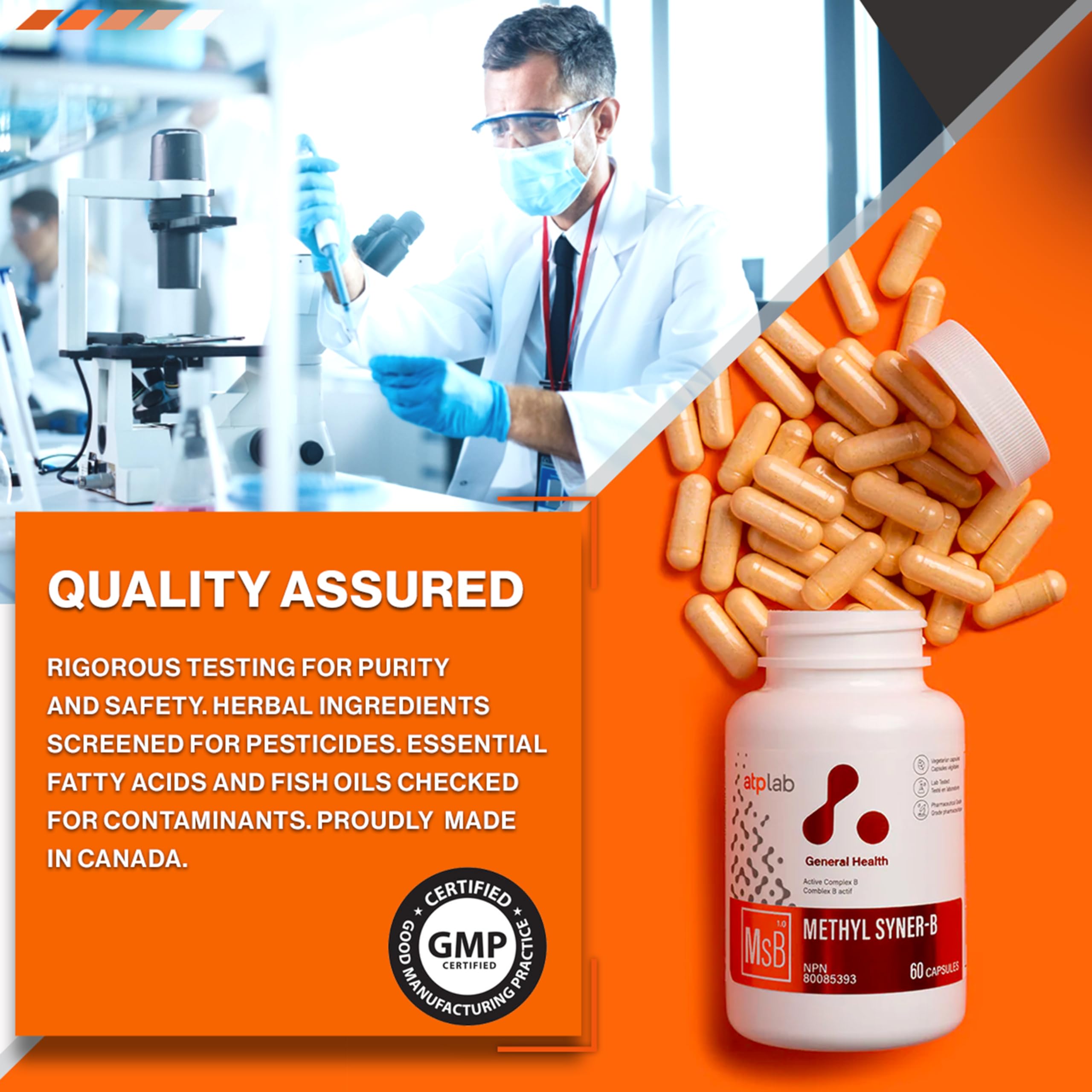 ATP LAB - Methyl Syner-B Complexe de Vitamines B 60 Capsules 30 Jours d'Approvisionnement - Vitamines B Méthylées - Suppléments Cérébraux pour la Mémoire et la Concentration - Vitamine B Méthylée