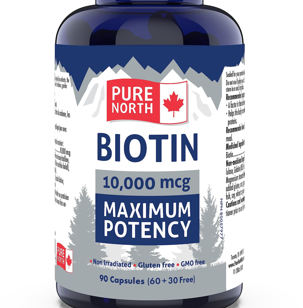 Pure North Naturals Biotin 10,000 mcg 90 Caps 90-Day Supply for Vibrant Growth & Radiance - Vegan, Non-GMO & Gluten-Free - Healthy Hair, Skin & Nails - Supports Brain Function & Cardiovascular System