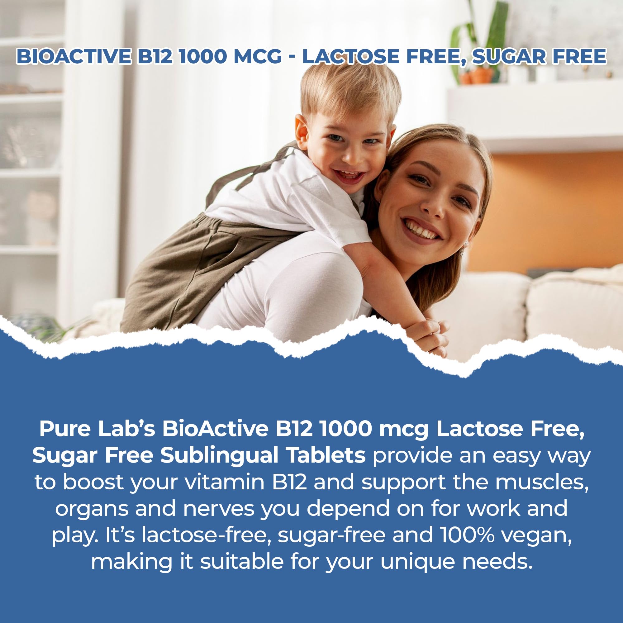 Pure Lab Vitamins BioActive B12 1000 mcg - Lactose Free, Sugar Free