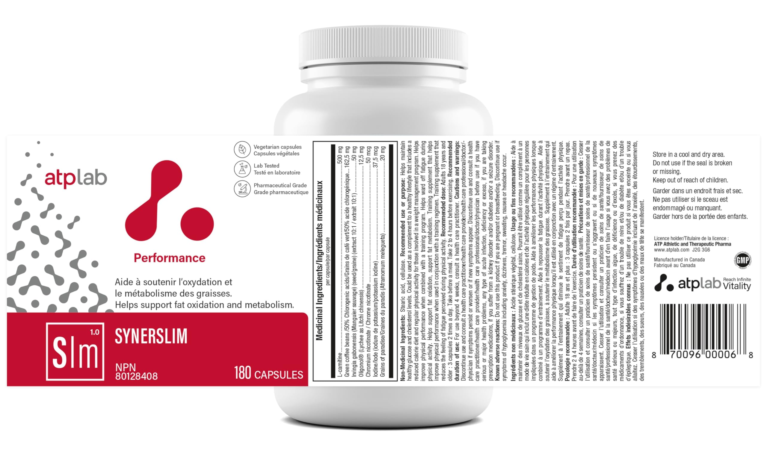 ATP LAB Synerslim, 180 Capsules 30-Day Supply - GMO-Free Thyroid Support Supplement for Women & Men - Enhances Energy Level, Supports Physical Performance & Encourages Balance